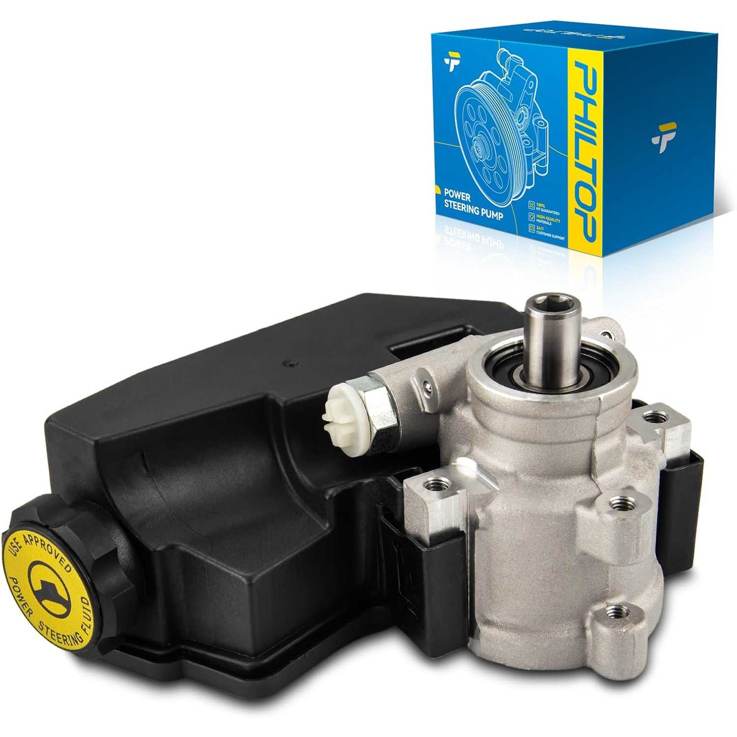 PHILTOP Power Steering Pump 96-39771 with Reservoir, for 1993-1995 Grand Cherokee 5.2L, 1996-1998 Grand Cherokee(without SBC), 1