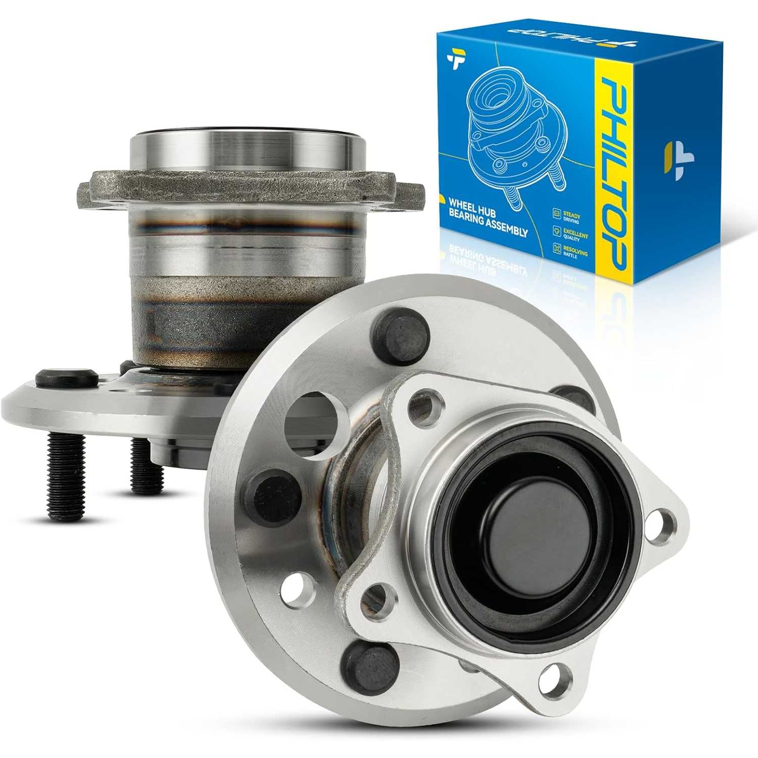 PHILTOP Rear Wheel Hub Bearing for 2002-2004 Toyota Camry, 512208 Hub Assembly 5 Lugs No ABS