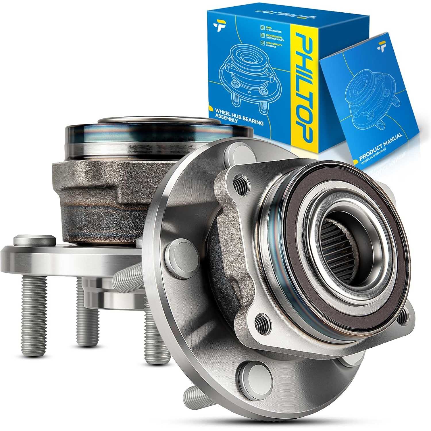 PHILTOP 513263 Front Wheel Hub Bearing Assembly for 2008-2014 Dodge Avenger, 2011-2014 Chrysler 200, 2007-2010 Chrysler Sebring,