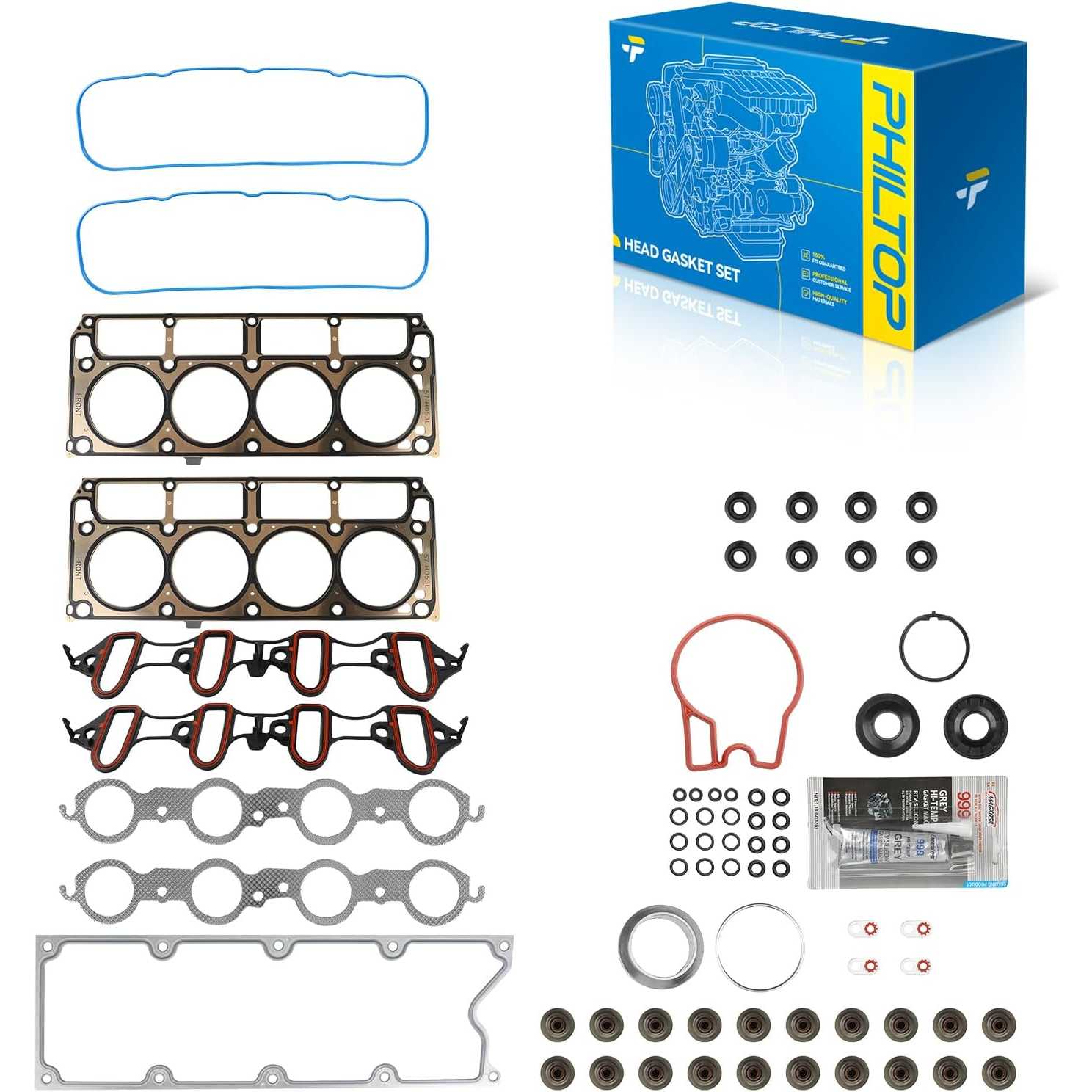 PHILTOP HS9292PT ES72220 Head Gasket Set Fit for Cadillac/GMC/Chevy/Hummer,2002-2011 Silverado Suburban Sierra Avalanche Yukon 1
