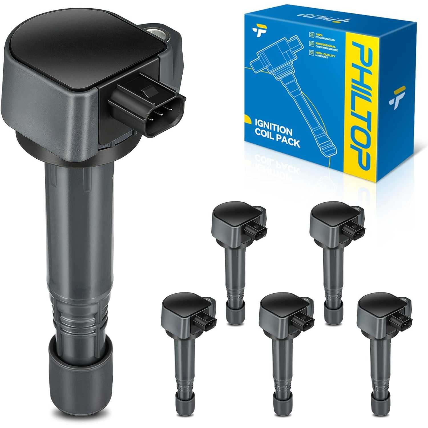PHILTOP UF624 Ignition Coil Packs Fits for Honda 2009-2015 Pilot, 2009-2014 Ridgeline, Acura 2010-2013 MDX, 2013-2015 RDX, 2010-