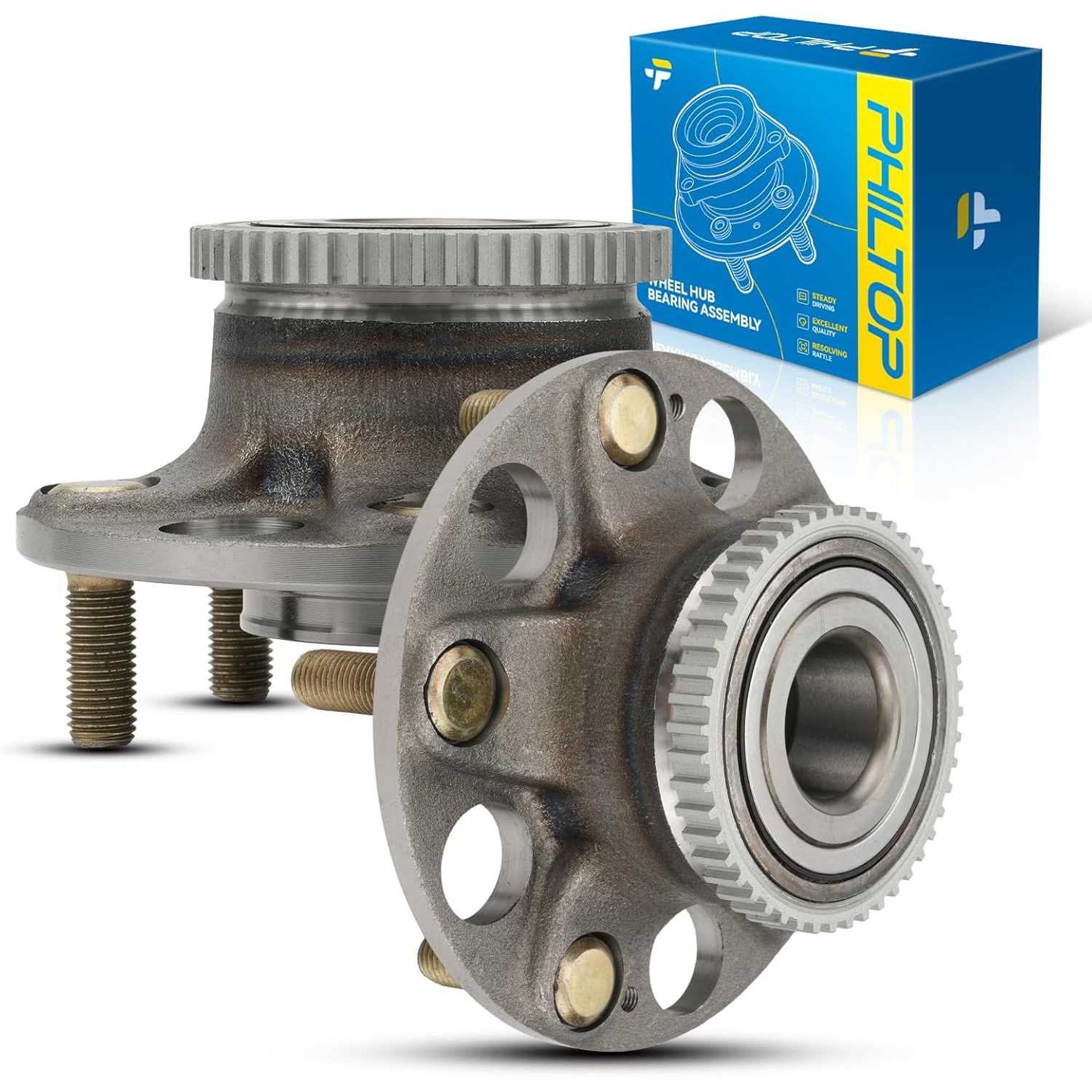 PHILTOP 512188 Pair Rear Wheel Bearing and Hub Assembly for 2003-2007 Honda Accord, 2004-2008 Acura TL 5 Lugs W/ABS
