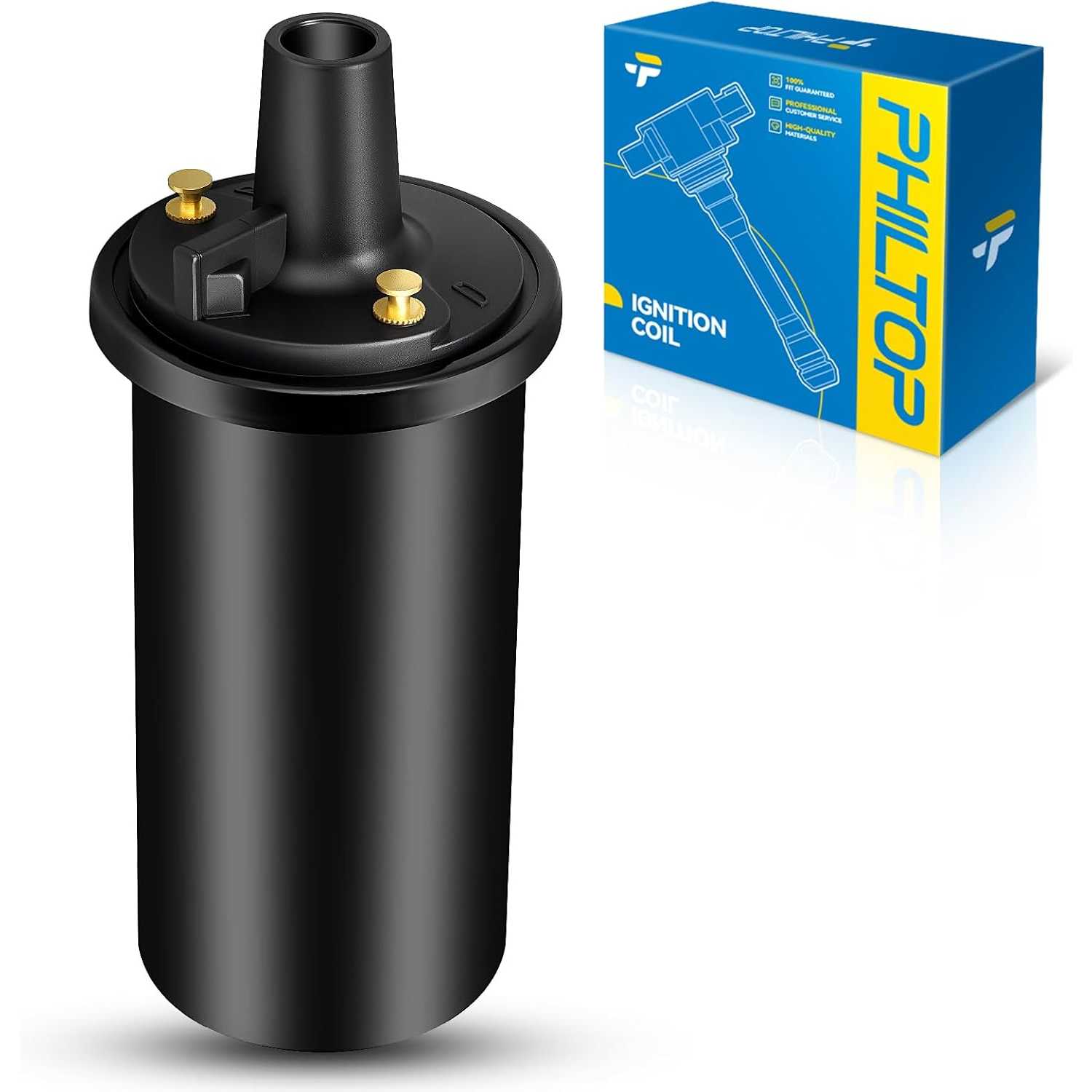 PHILTOP FD476 Ignition Coil Packs Fits for Jeep 1987-1990 Wrangler 4.2L, 1978-1979 1984-1986 CJ7, Ford 1976-1983 1985-1987 F-150