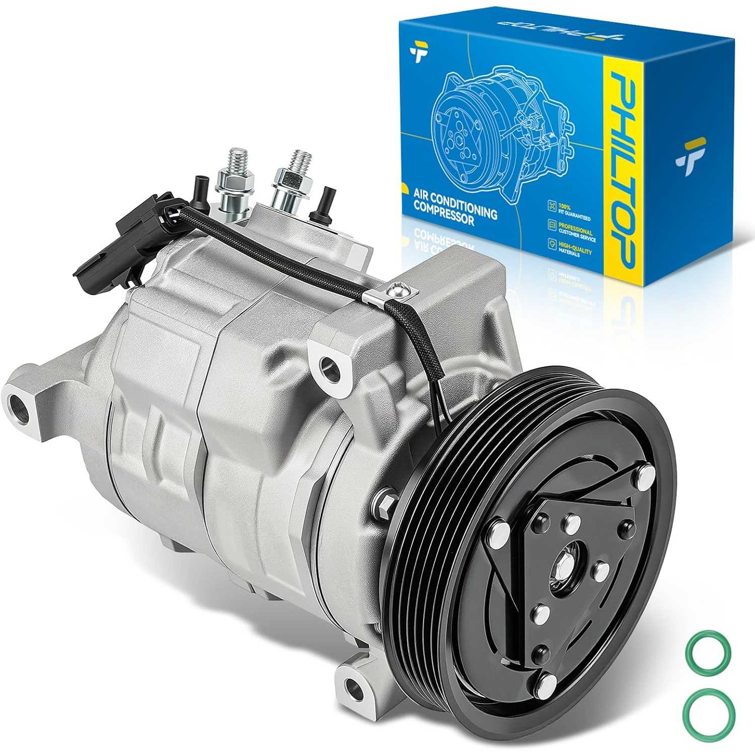 PHILTOP Air Conditioner AC Compressor with Clutch for RAM 1500 2009-2012 5.7L,Ram 2500 2009-2018 5.7L,2014-2023 6.4L,RAM 3500 20