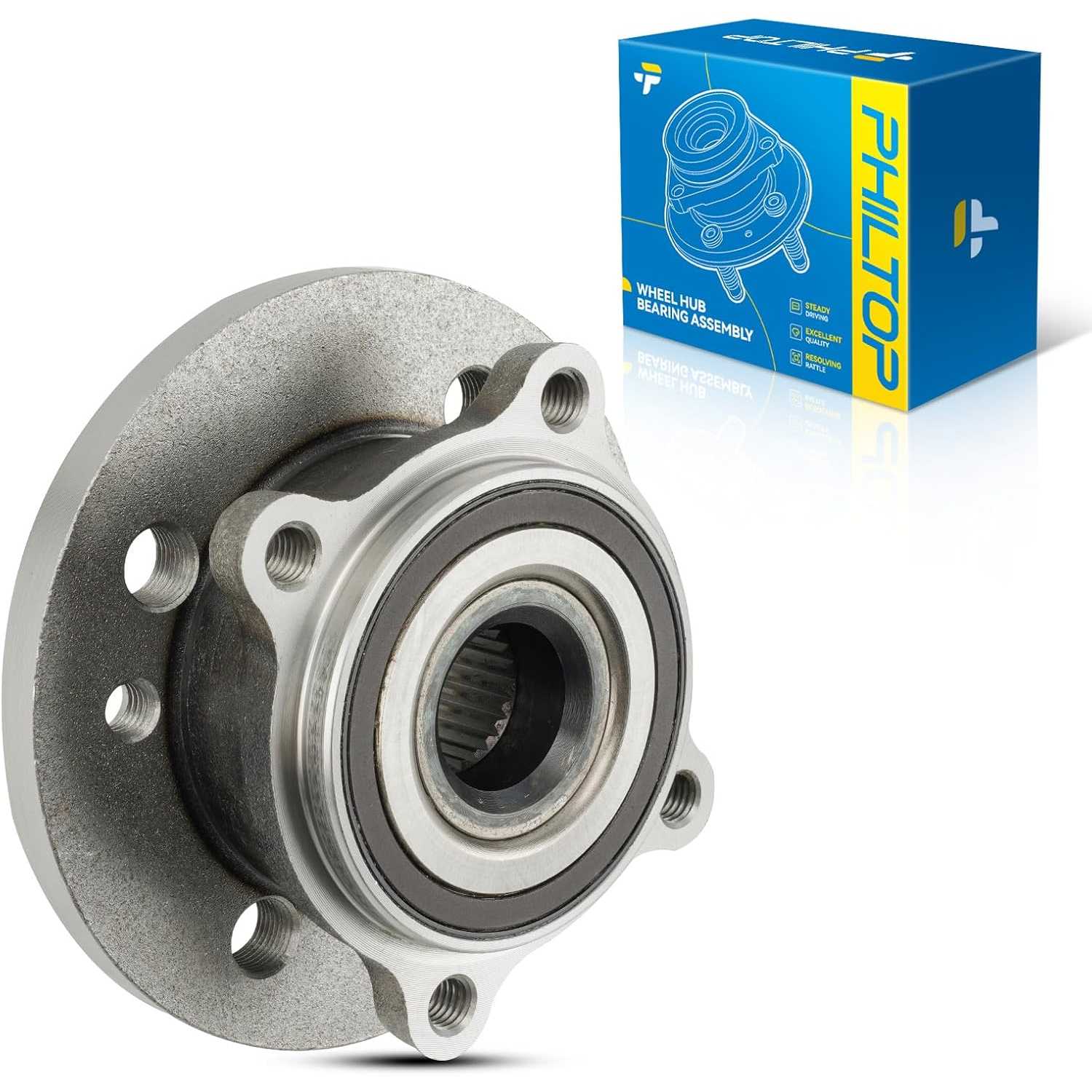 PHILTOP 513309 Front Wheel Bearing Hub Assembly Fit for Mini Cooper 2006-2015, 4 Lugs Wheel Hub Assembly