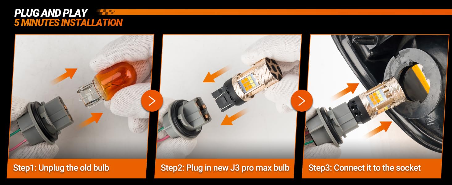 sealight 7443 7440 led bulb amber yellow white Switchback