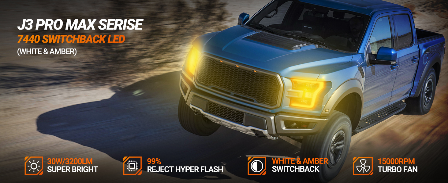 sealight 7443 7440 led bulb amber yellow white Switchback