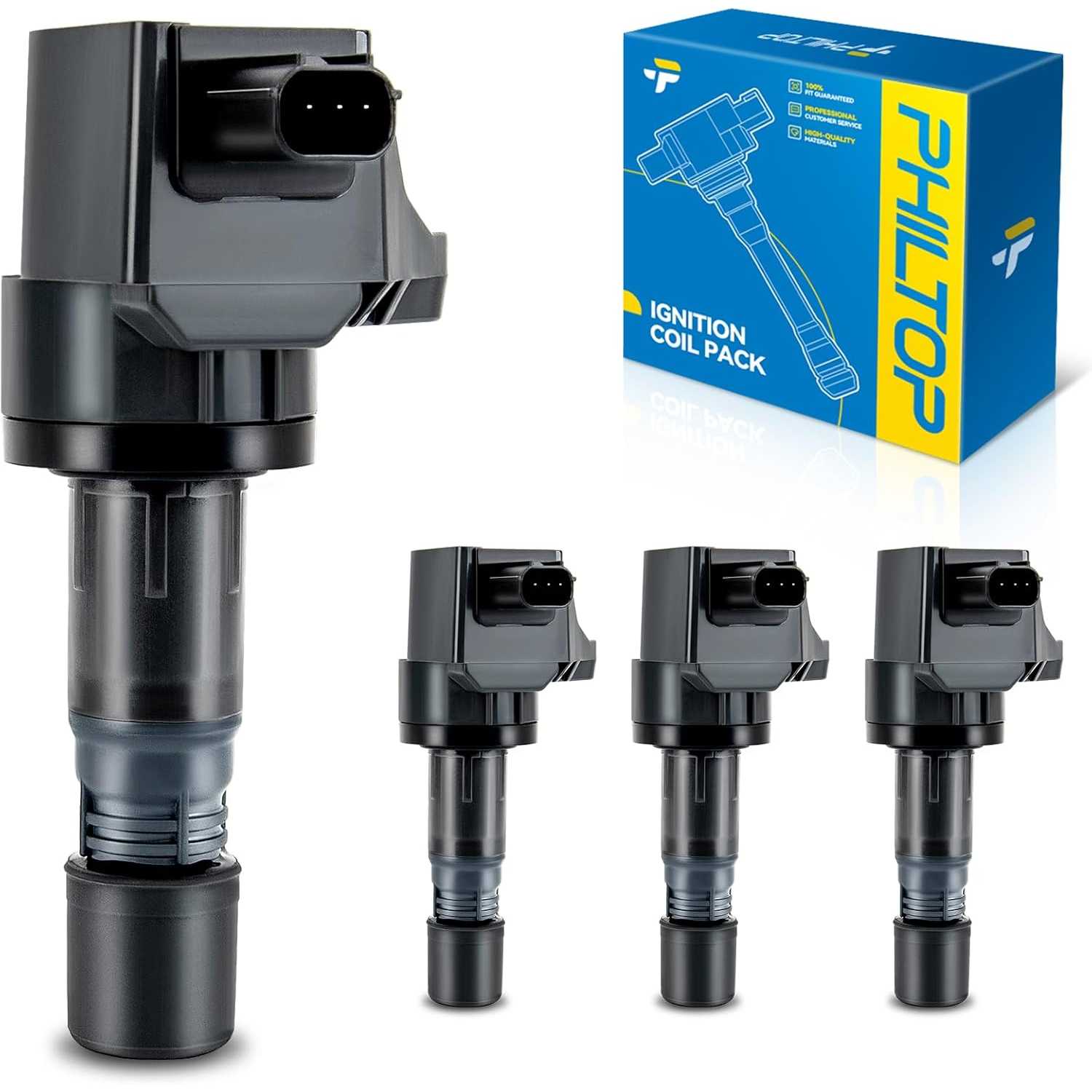 PHILTOP UF672 Ignition Coil Packs Fits for Honda 2012-2015 Civic 1.8L, 2016-2022 HR-V, Acura 2013-2015 ILX 2.0L