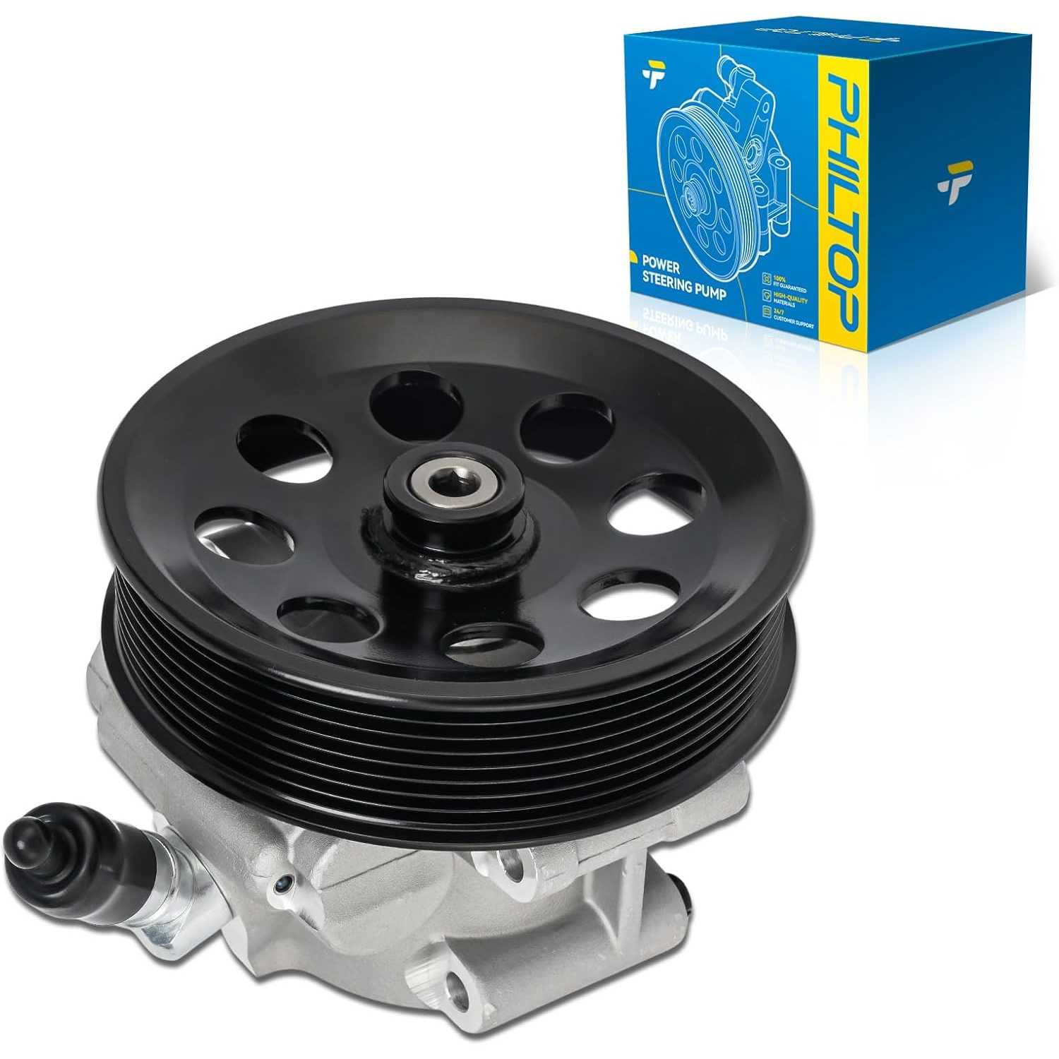 PHILTOP Power Steering Pump Replacement 965206, Fit for 2011-2016 F-250/F-350/F-450/F-550 Super Duty 6.7L, Power Steering Pump w