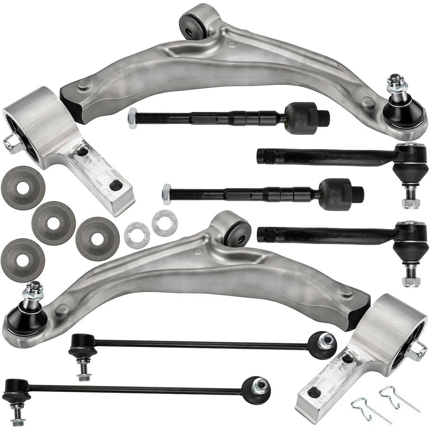PHILTOP 8Pcs Suspension Kit Front Lower Control Arm w/Ball Joint Sway Bar End Link Tie Rod End Fit for 2009-2015 Pilot