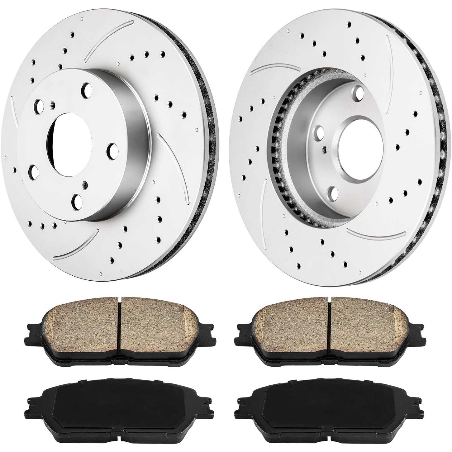 2009 Toyota Tacoma Front Drilled and Slotted Ceramic Brake Pad & Rotor Kit 0