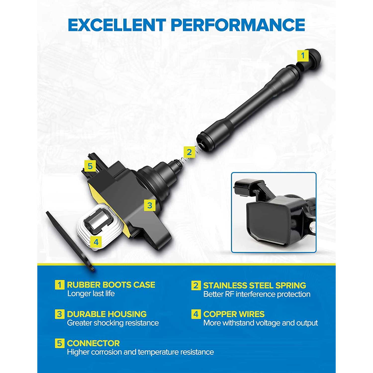 Suncent® Ignition Coil, 4 Pack for Corolla, Prius, Prius V, CT200h, Matrix, xD UF619 1.8L Ignition Coil Pack 3