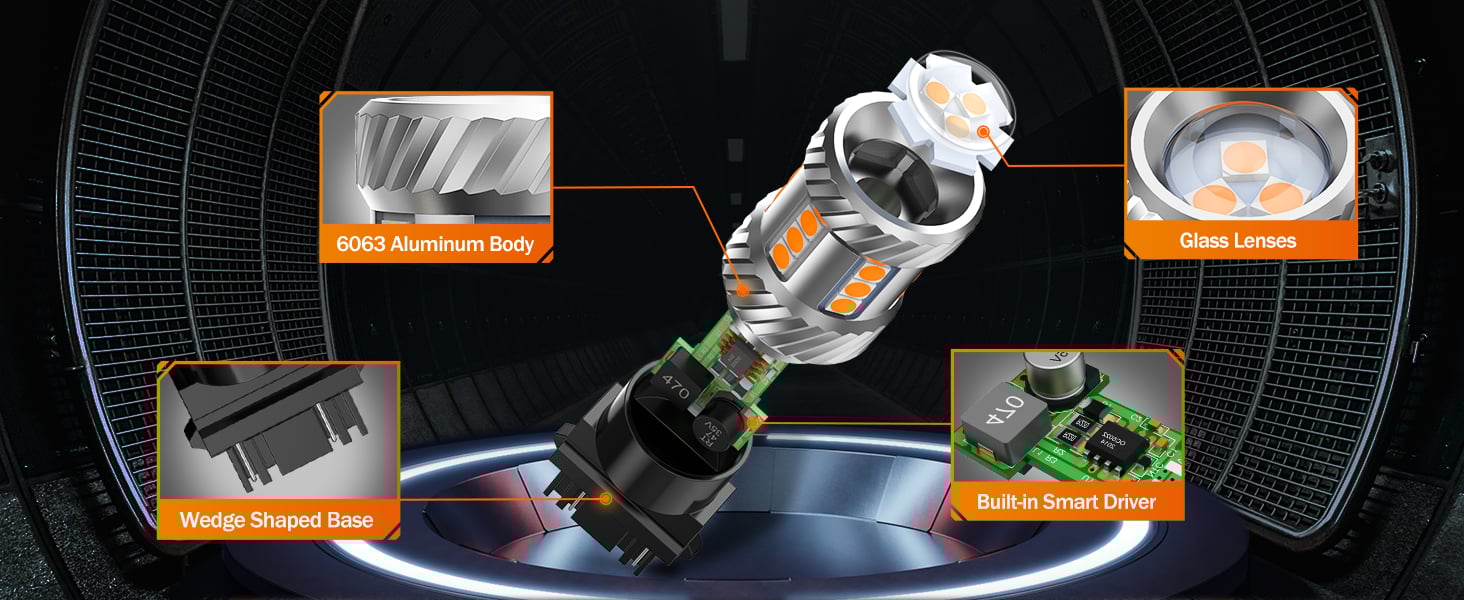 3157 3156 led bulb yellow amber