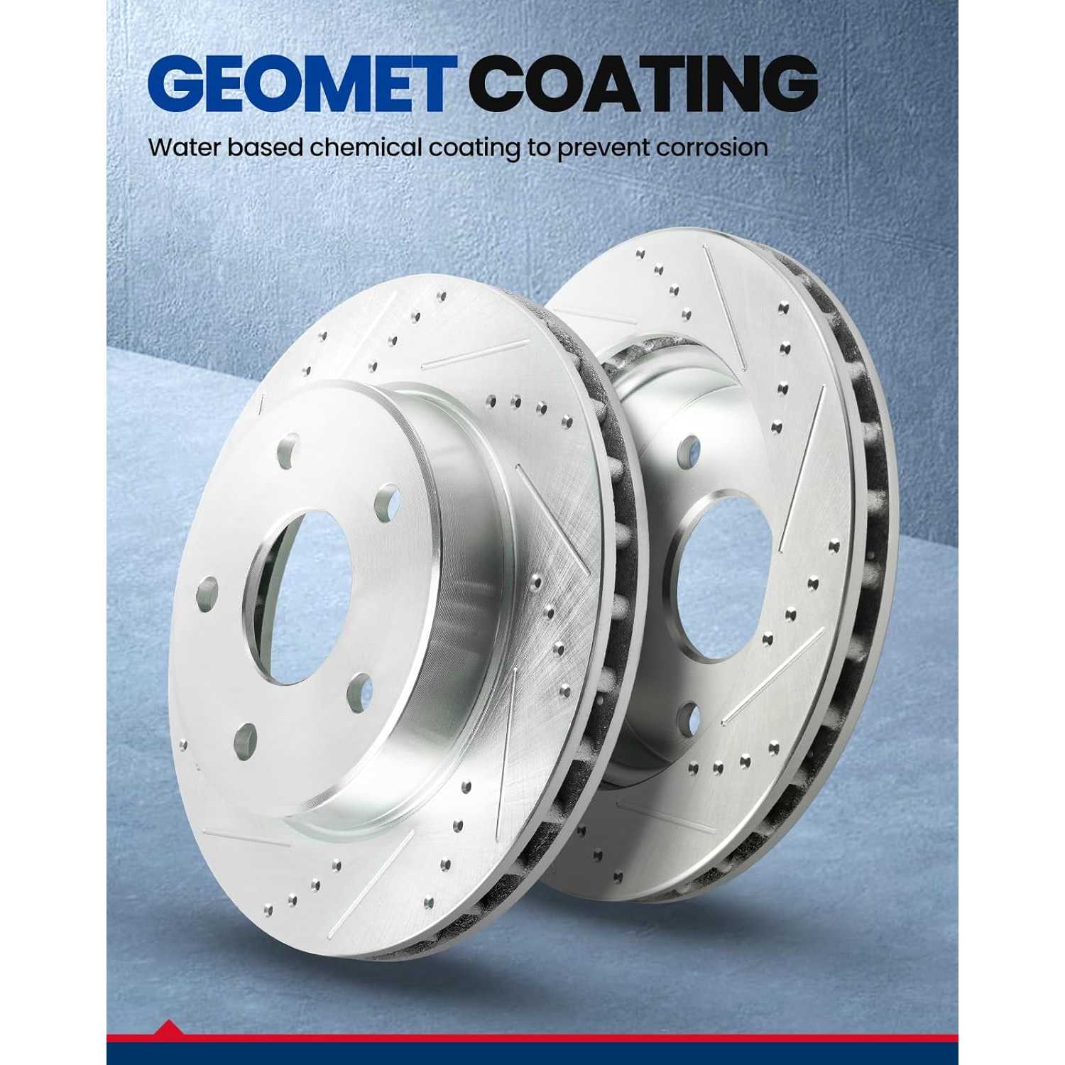 2007-2021 Tundra/2008-2022 Sequoia Front Drilled and Slotted Ceramic Brake Pad & Rotor Kit 3