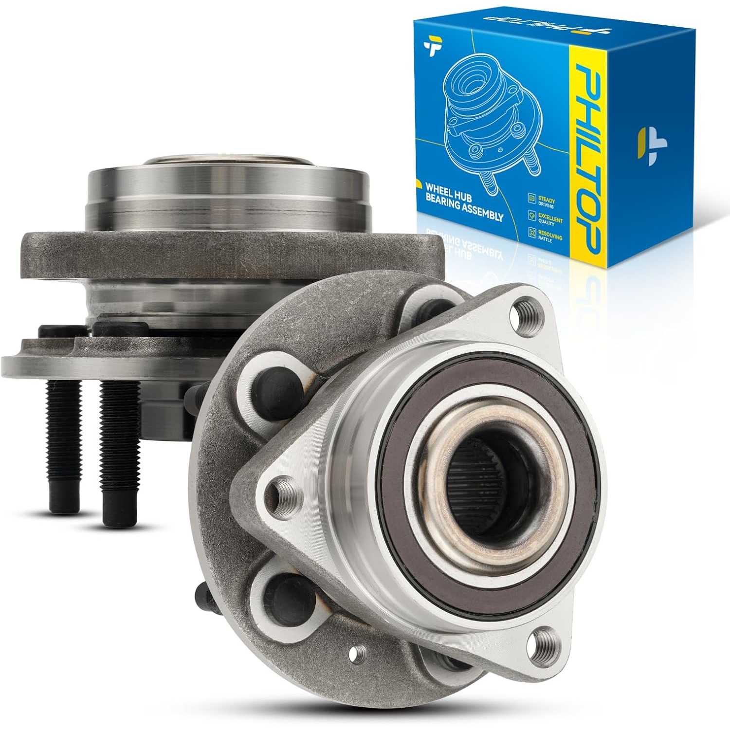 PHILTOP 513315 Front Wheel Hub Bearing Assembly for Chevy Cruze 2011-2015, Cruze Limited 2016, Wheel Bearing 5 Lugs 2PCS
