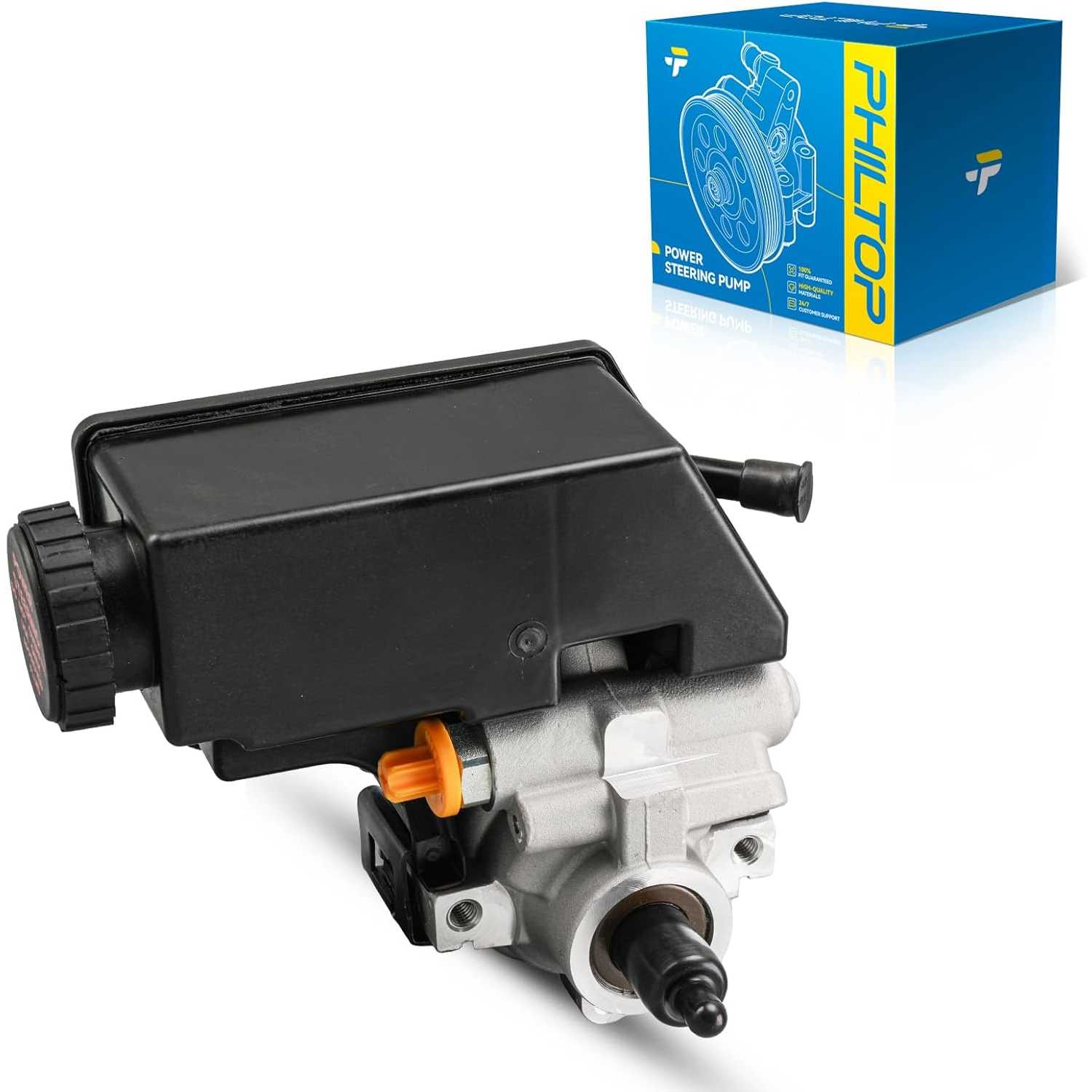 PHILTOP 2058538 Power Steering Pump with Reservoir, Fit for 1995-1999 S10 2.2L, 1995-1999 Sonoma 2.2L, 1996-2000 Hombre 2.2L, Re