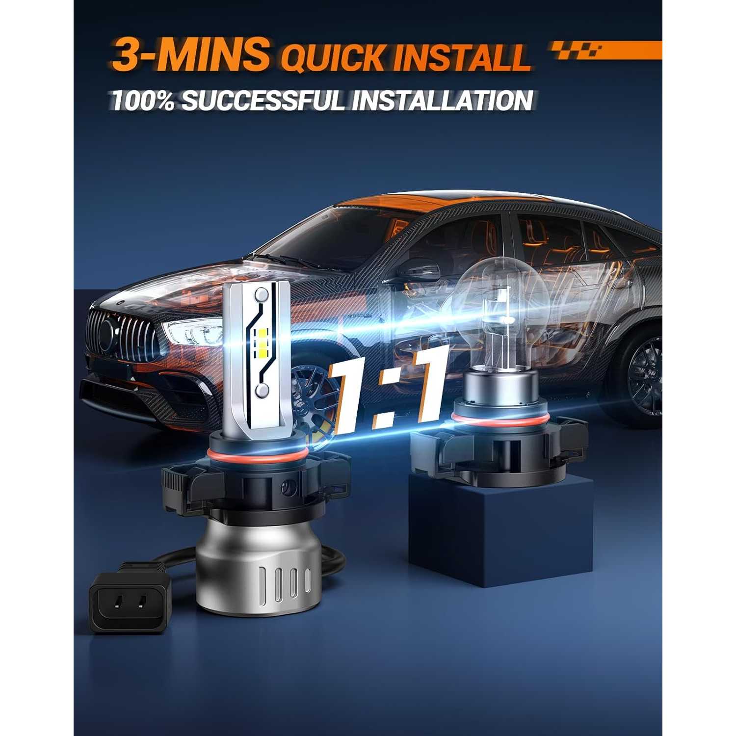 thumbnail image 2 of SEALIGHT F1A 5202 LED Fog Light Bulbs - 10000LM Super Bright 6000K Cool White, Pack Of 2 2 of 14