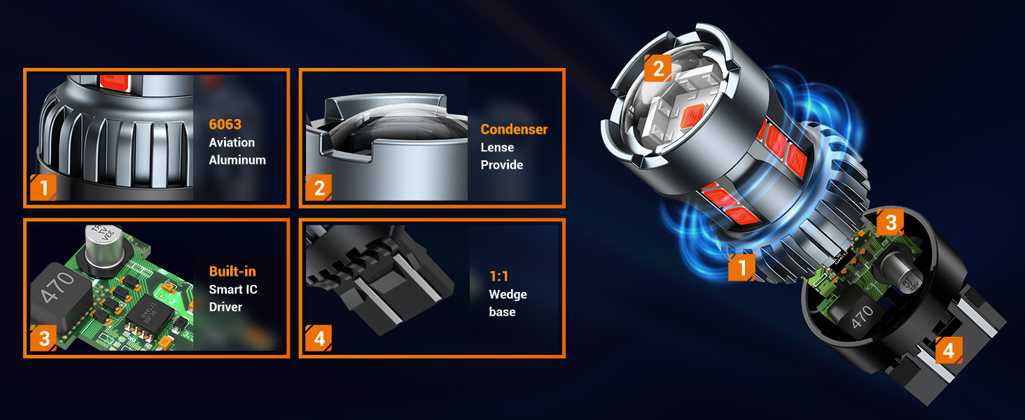 7443 LED Bulb sealight 7440 T20 W21W led light bulb red brake tail lights 7441 7444 992