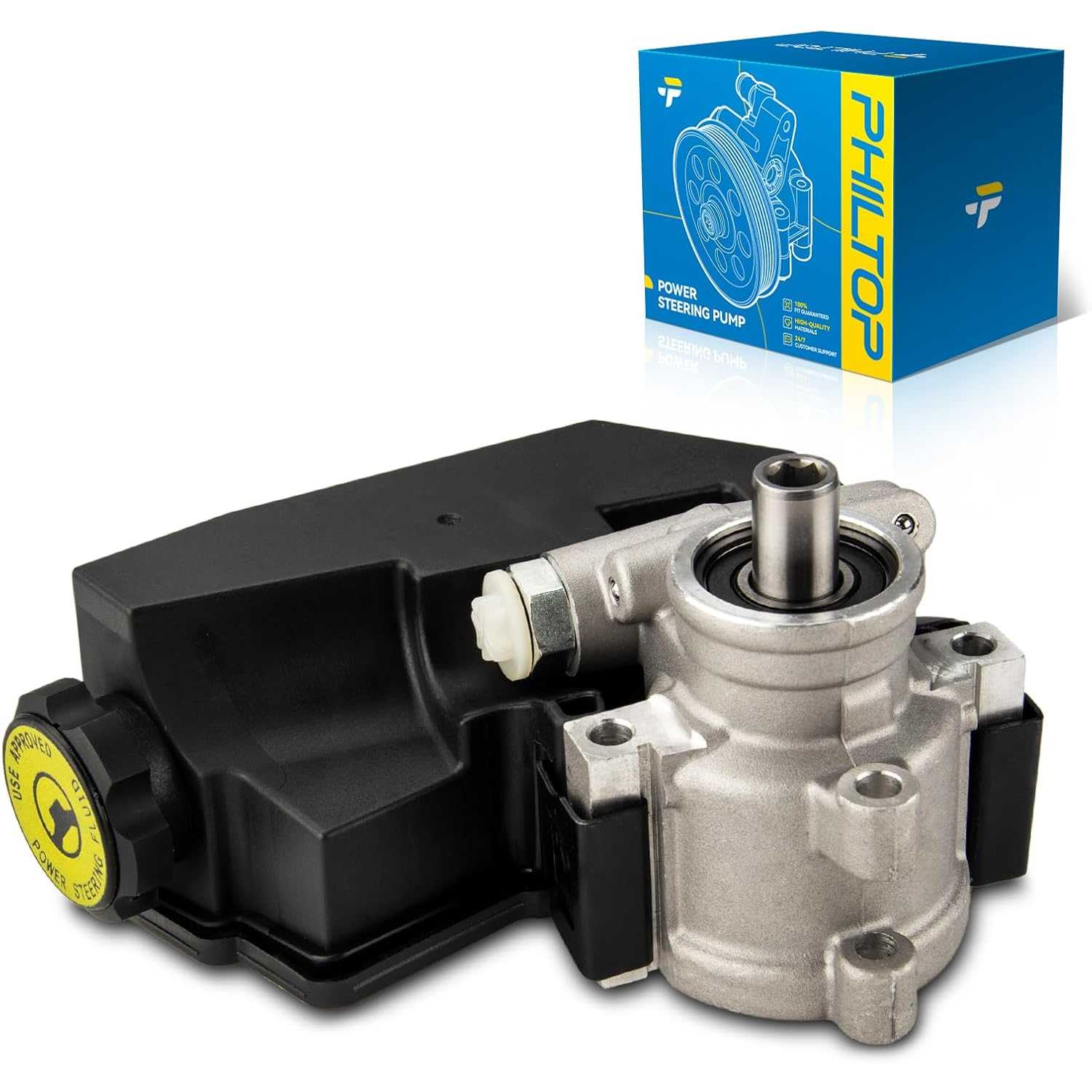 PHILTOP 20-38771 Power Steering Pump Fit For 1996-2001 Cherokee 4.0L, 1997-2003 Wrangler 4.0L Power Steering Pump with Reservoir