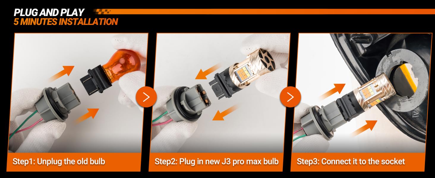 thumbnail image 2 of AILEO 3156 3157 LED Bulb Amber Yellow Turn Signal Light 500 Brighter 2 of 9