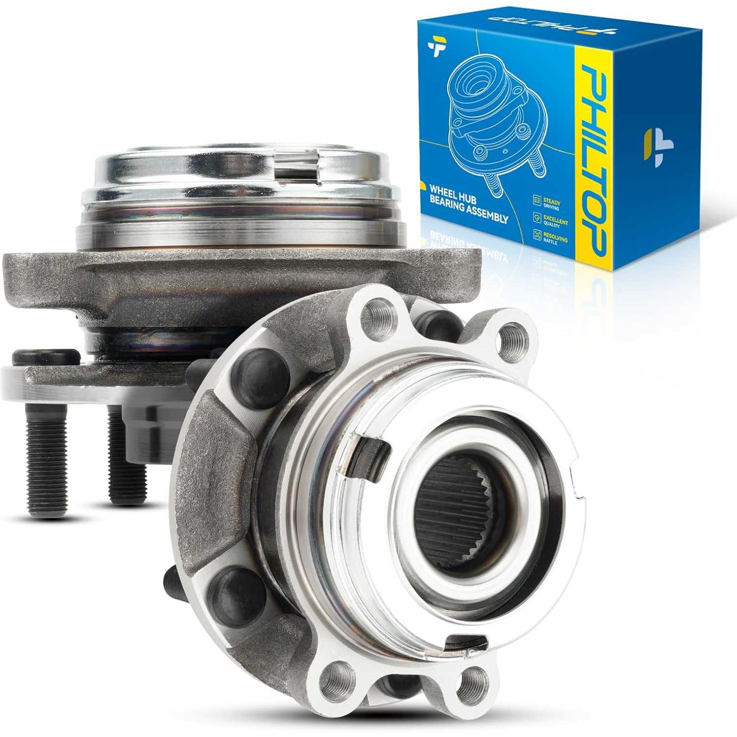 PHILTOP 513296 Front Wheel Bearing and Hub Assembly 5 Lugs for Maxima 2009-2014, QX60 2014-2019, QX50 2019-2019, Pathfinder 2013