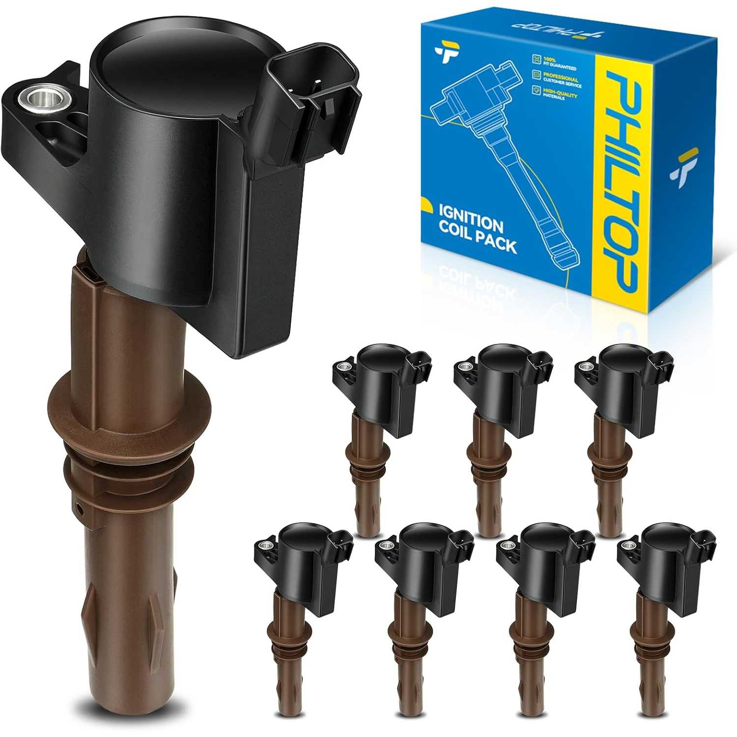 PHILTOP FD509 Ignition coils Fits for Ford 2007-2010 F-150 5.4L/4.6L, 2008-2014 Expedition, 2008-2010 F-250 Super Duty 5.4L/6.8L