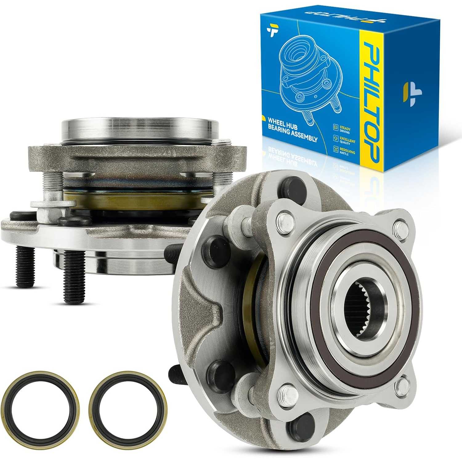 PHILTOP Pair 515201 Front Wheel Hub Assembly Compatible with Tacoma 2005-2021, 4Runner 2003-2021, GX460 2010-2021, FJ Cruiser 20