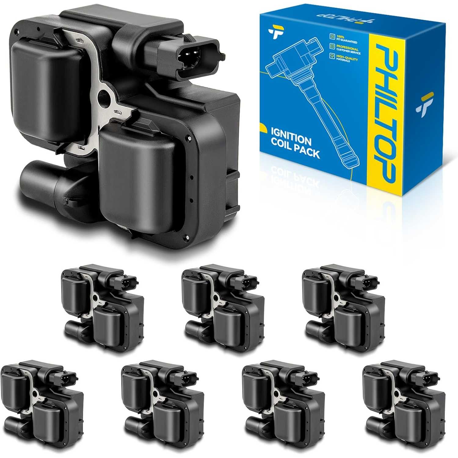 PHILTOP Ignition Coil Pack UF359 8Pcs Compatible with Mercedes-Benz E320, CLK320, SL500, E55 AMG, ML320, C240, C320, S430, S500,