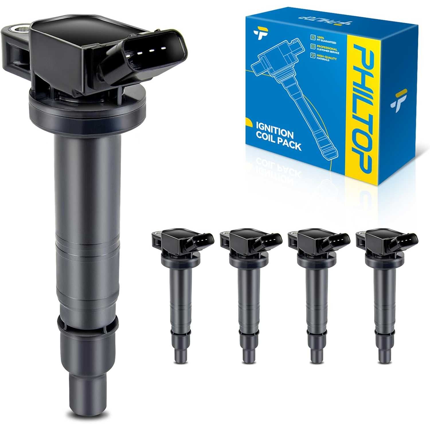 PHILTOP UF495 Ignition Coil Pack for 2003-2010 4Runner, 2006-2011 Camry, 2010-2015 xB, 2017-2021 Tacoma, 2009-2012 Matrix, 2005-
