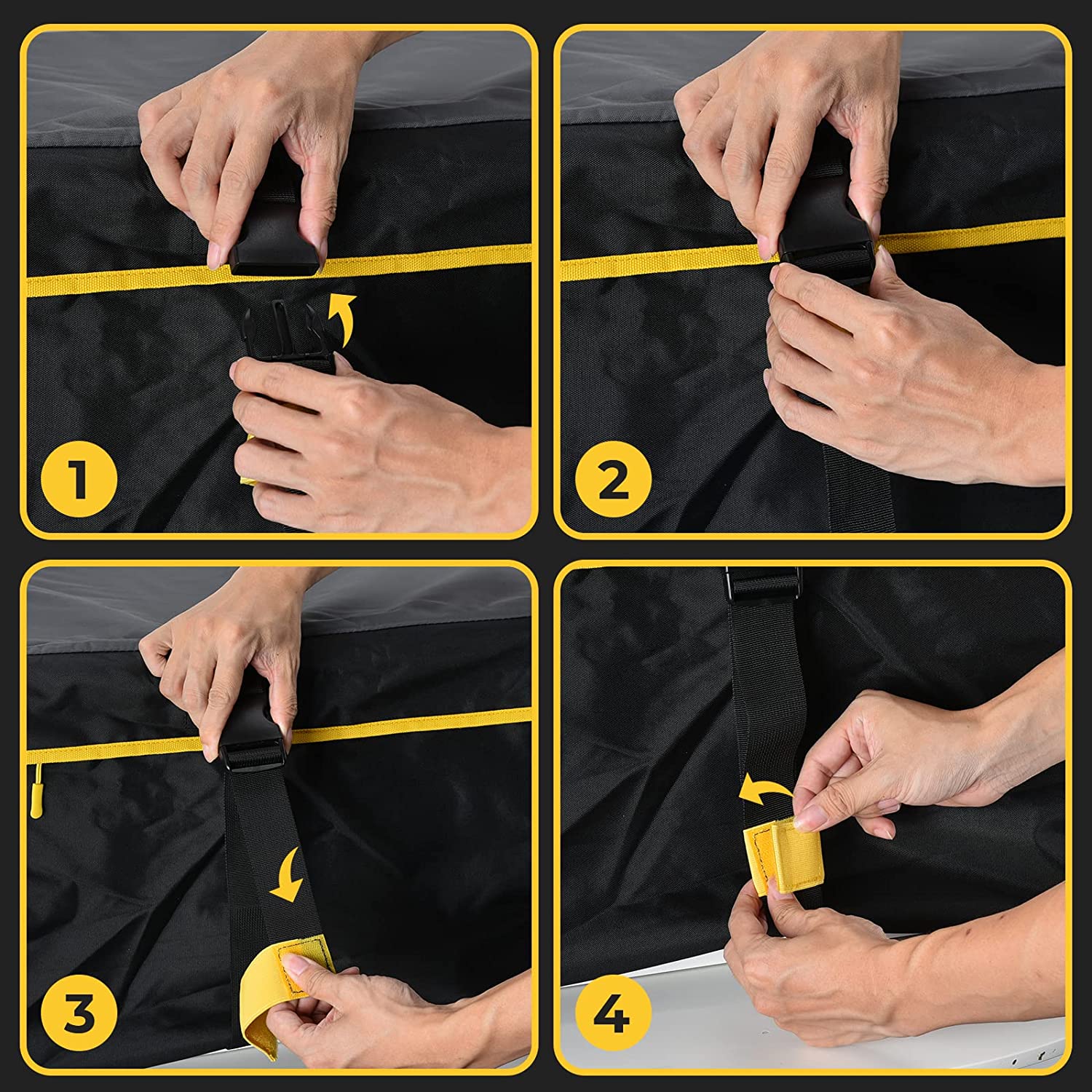 Suncent® 20 Cubic Feet Waterproof Black Rooftop Cargo Carrier Bag 5