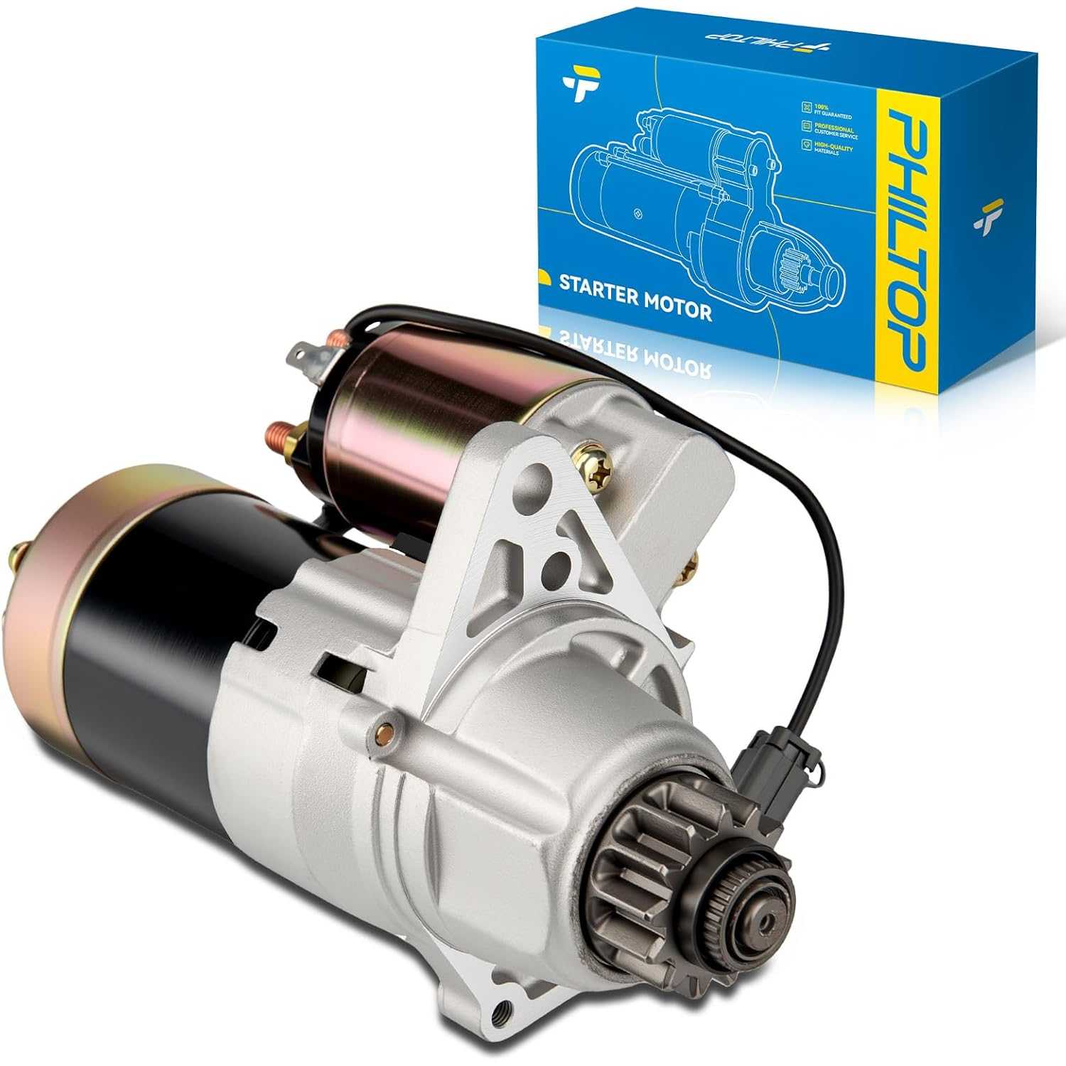 PHILTOP 1.7KW Starter 17863N Compatible with Nissan, Murano 2003-2007, Maxima 2007-2008, 12V CCW Starter Motor