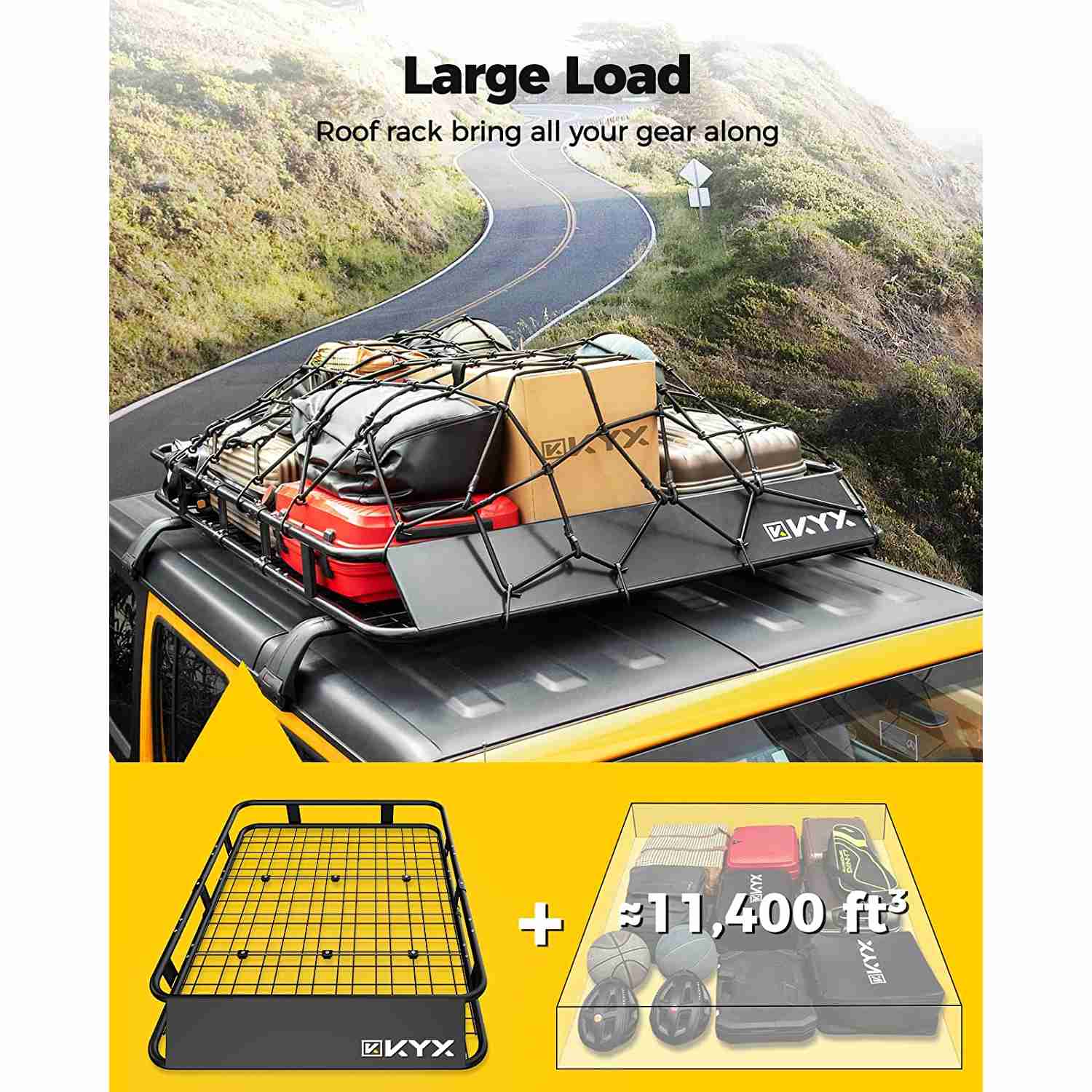 Suncent® Universal 50.6"x38.4"x6.3" Roof Rack Cargo Basket Carrier 3