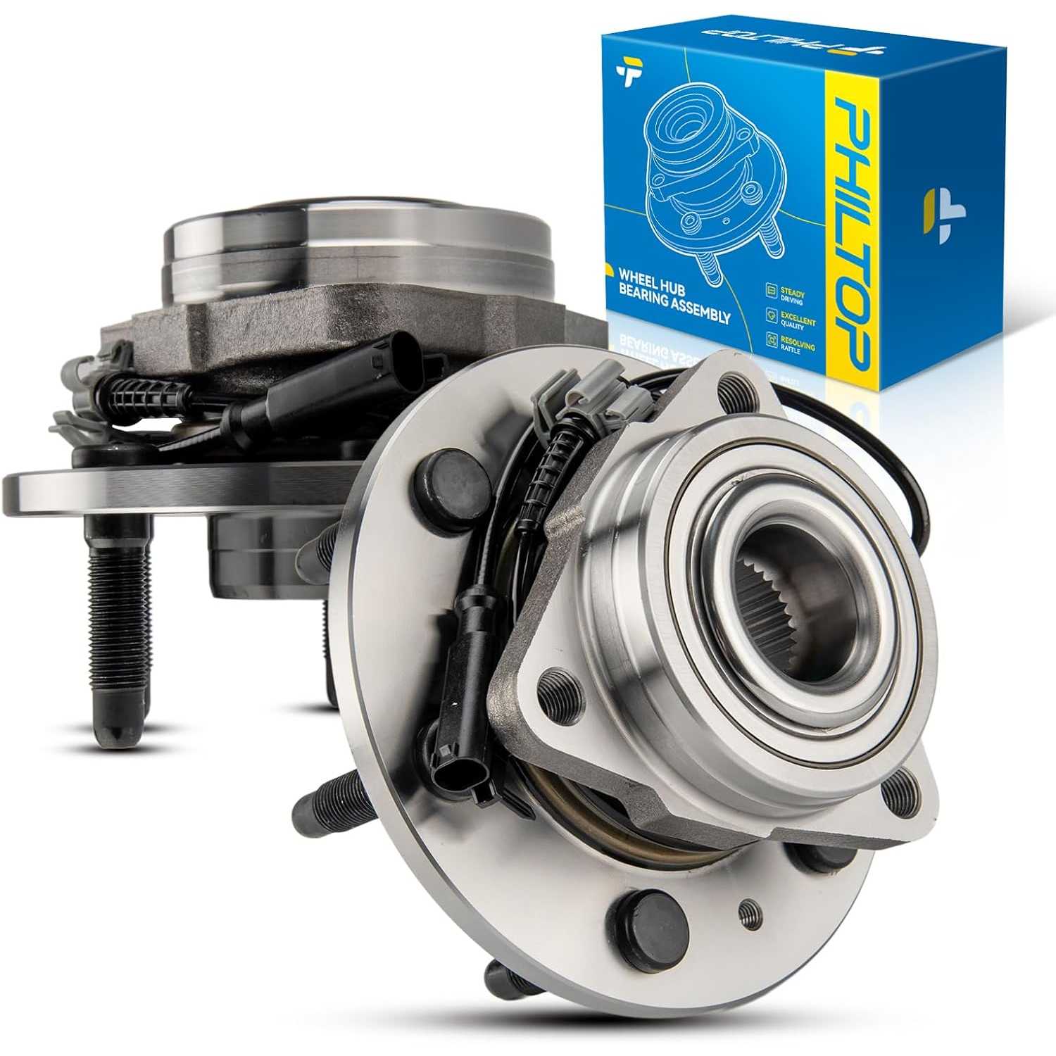 PHILTOP 515096 Front Wheel Hub and Bearing Assembly 6 Lugs for 4WD Chevrolet Silverado 1500, AWD GMC Sierra 1500, 4WD Chevrolet