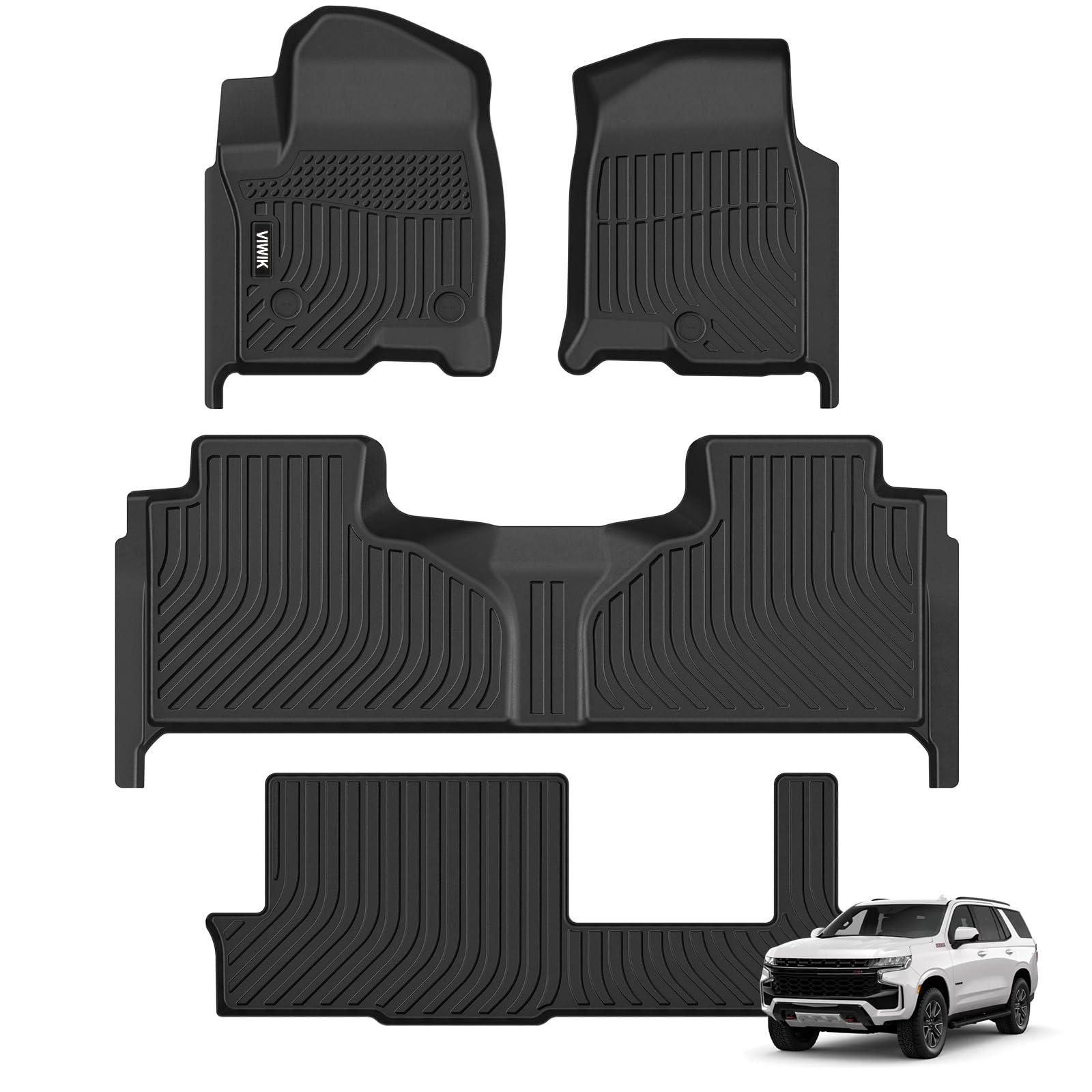 2021-2024 Chevrolet Chevy Tahoe 8 Seat Bench Seating SUV All Weather Custom Floor Mats TPE Vehicle Floor Liners Auto ViWiK® 0