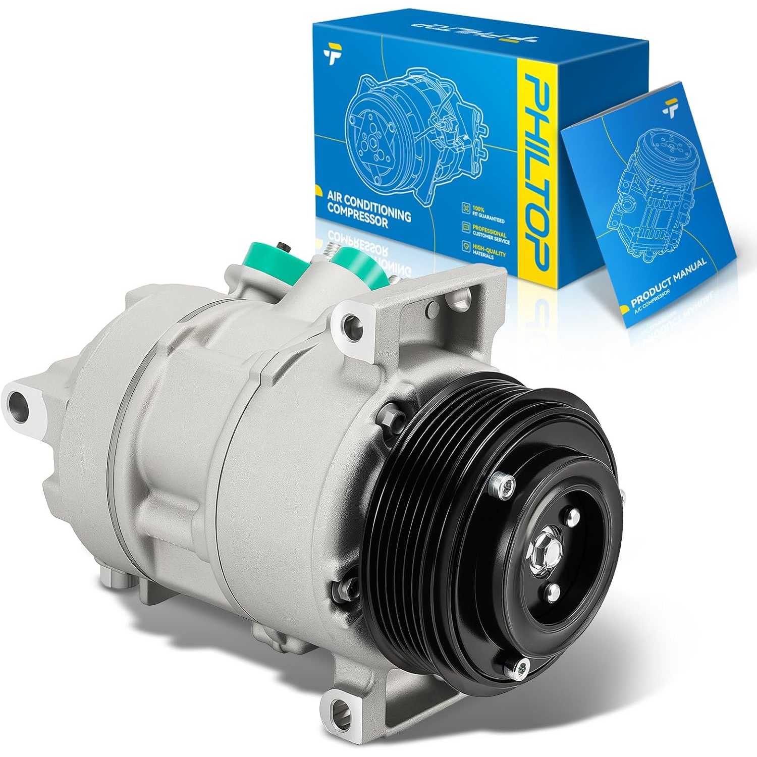 PHILTOP 5512469 Air Conditioner AC Compressor with Clutch for Dodge Caliber 2007-2008, 2009 2.0L, Jeep Patriot 2007, 2008 2.4L/2