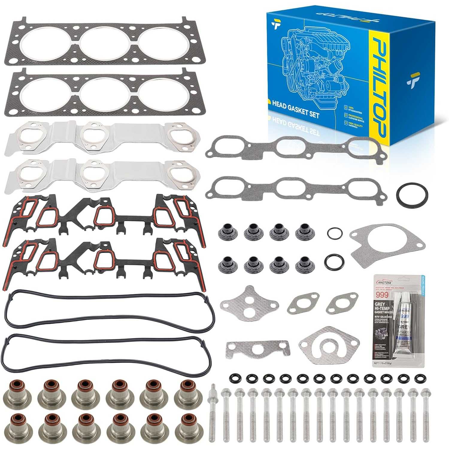 PHILTOP HS9957PT-2 Head Gasket Set for Chevy Lumina 1995-1999, Buick Century 1997-1999, Malibu 1997-1999, Pontiac Grand Prix 199