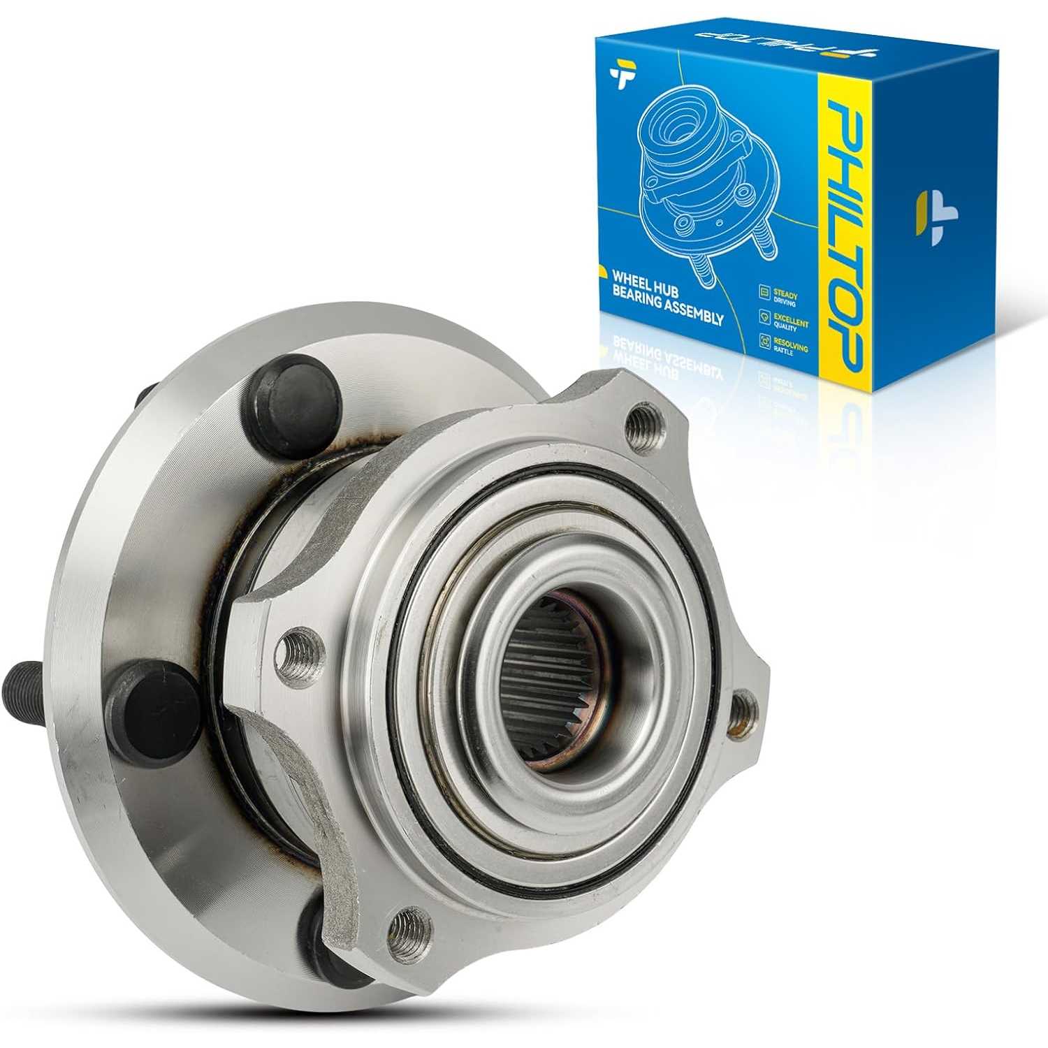 PHILTOP 513225 AWD Front Wheel Hub Assembly Fit for 2007-2022 Dodge Charger, 2005-2022 Chrysler 300, 2017-2022 Dodge Challenger,