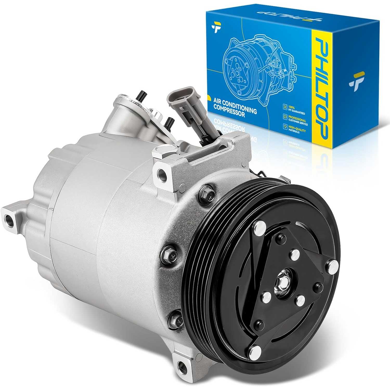 PHILTOP Air Conditioner AC Compressor with Clutch for Chevy Cobalt 2007,2008-2010 2.2Liter,2008 2.4Liter,HHR 2006-2008,2011,2009