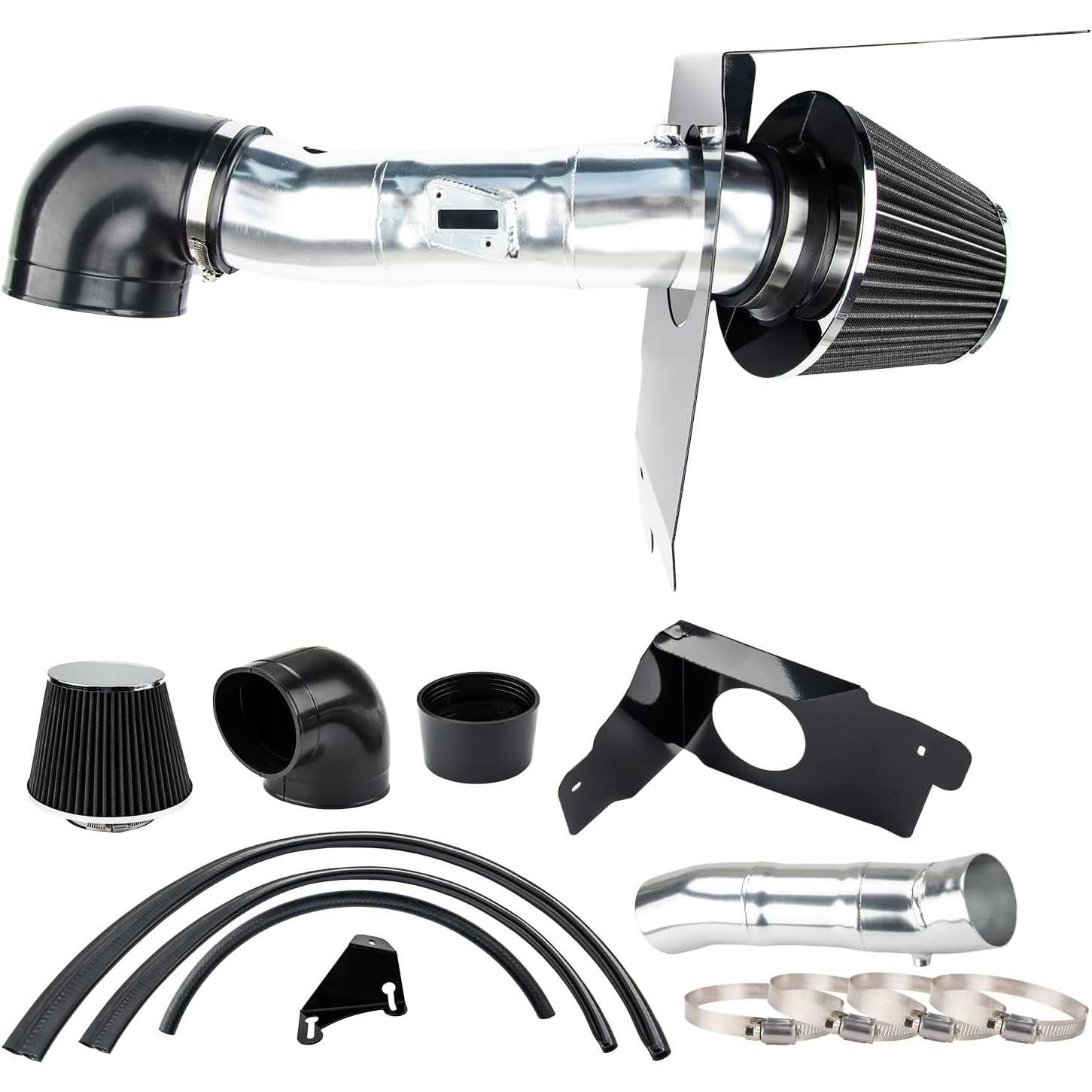 ZonCar®️ Cold Air Intake System High Flow Inlet for Mustang GT 4.6L V8 2005 2006 2007 2008 2009 Black 1