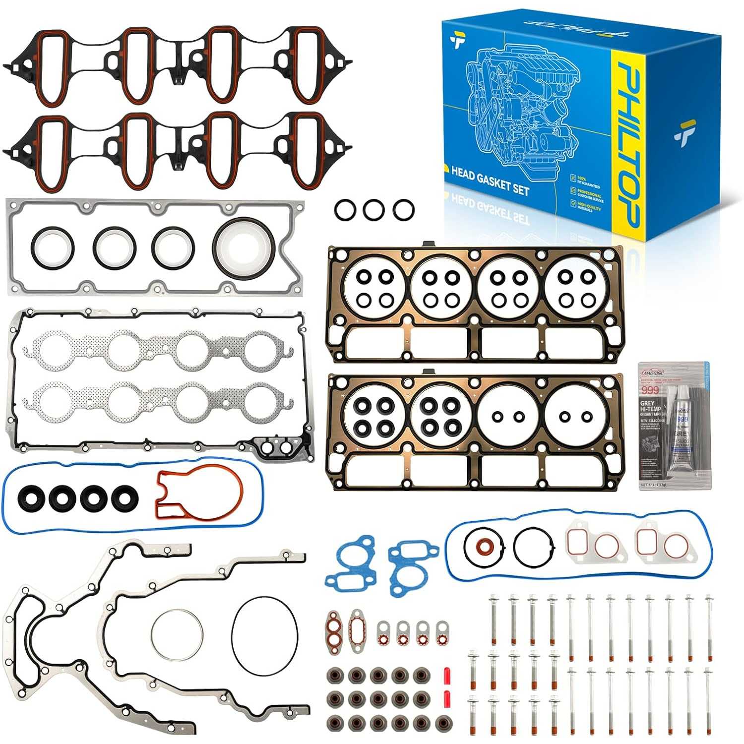 PHILTOP HS26191PT ES72173 Head Gasket Set Fit for Chevy/GMC/Cadillac/Pontiac/Hummer/Buick, 2002-2011 Silverado 1500, 2002-2011 A