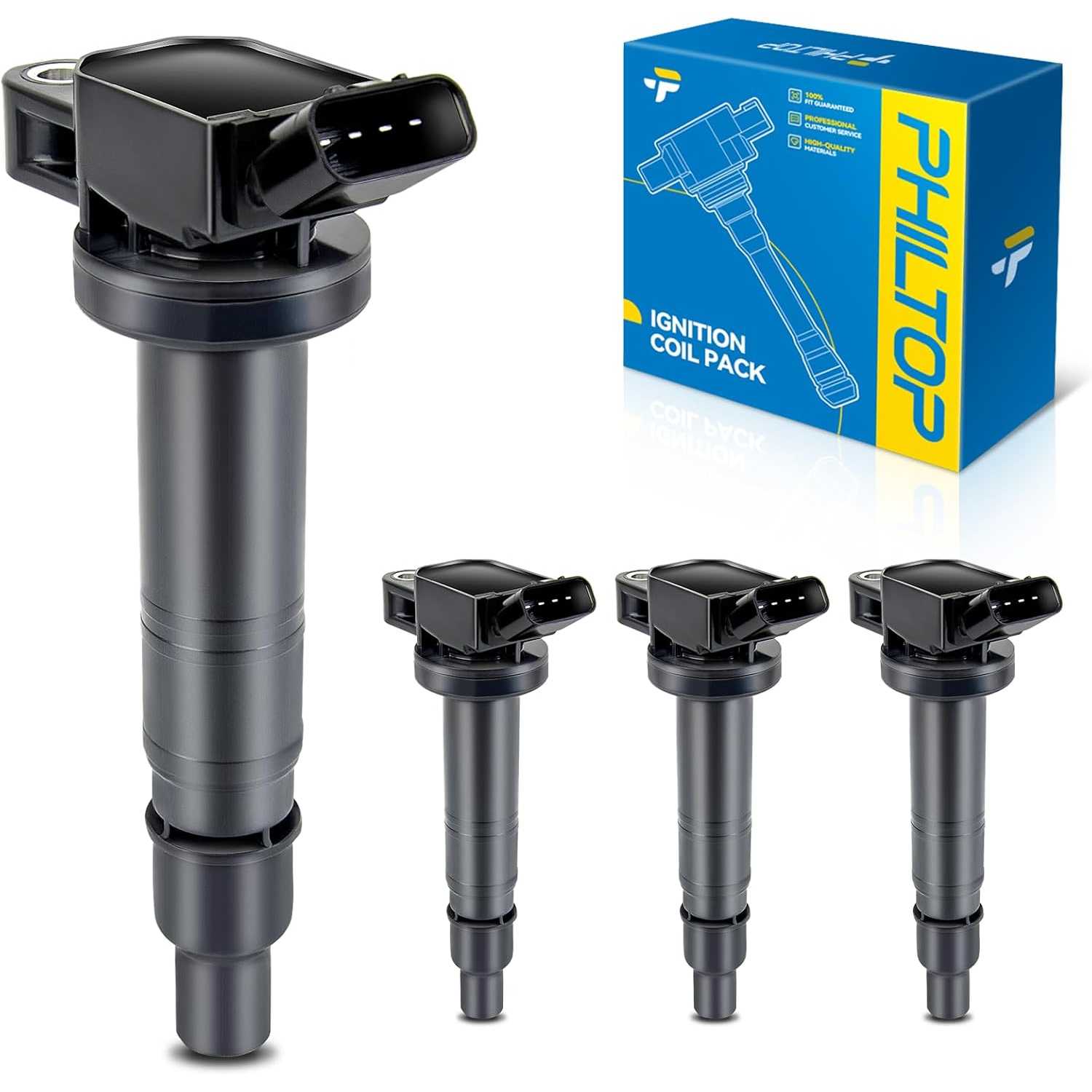 PHILTOP UF495 Ignition Coil Pack for 2003-2010 4Runner, 2006-2011 Camry, 2010-2015 xB, 2017-2021 Tacoma, 2009-2012 Matrix, 2005-
