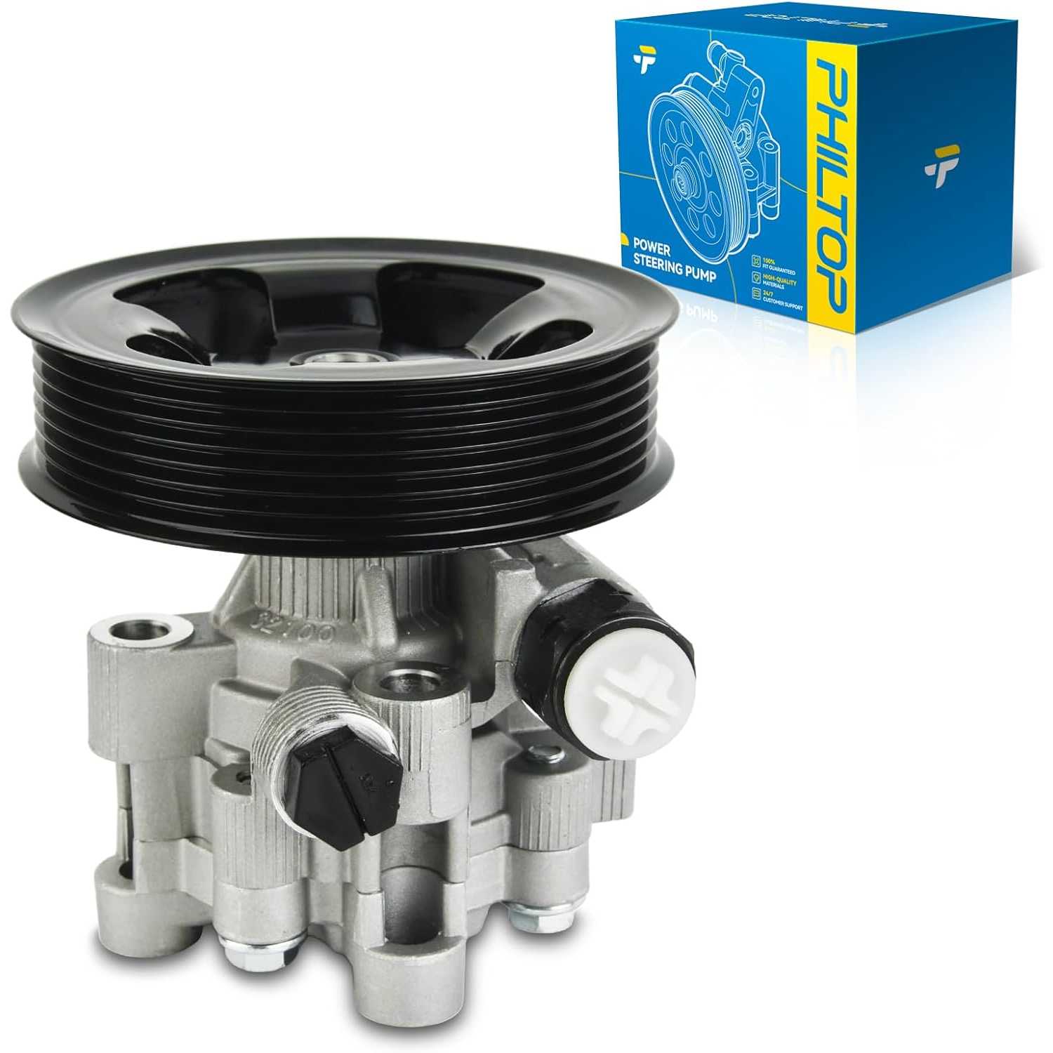 PHILTOP Power Steering Pump 215245, Fit for 2002-2009 Camry 2.4L, 2002-2008 Solara 2.4L, Power Assist Pump with Pulley