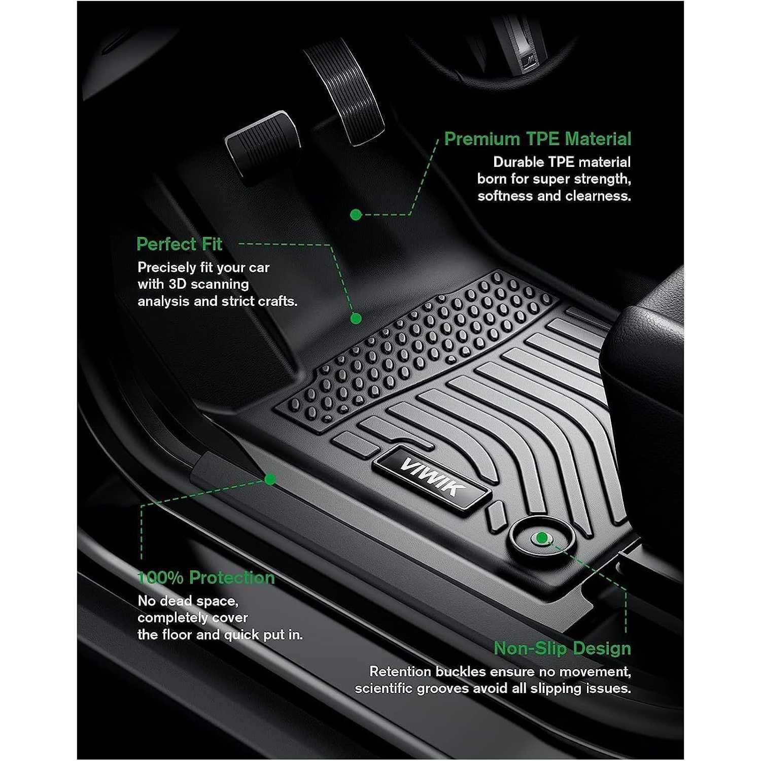 ViWiK® All Weather Custom Truck Floor Mats Best TPE Vehicle Floor Liner for 2023 Mazda CX-5 SUV Automotive Front & Rear Mats 6