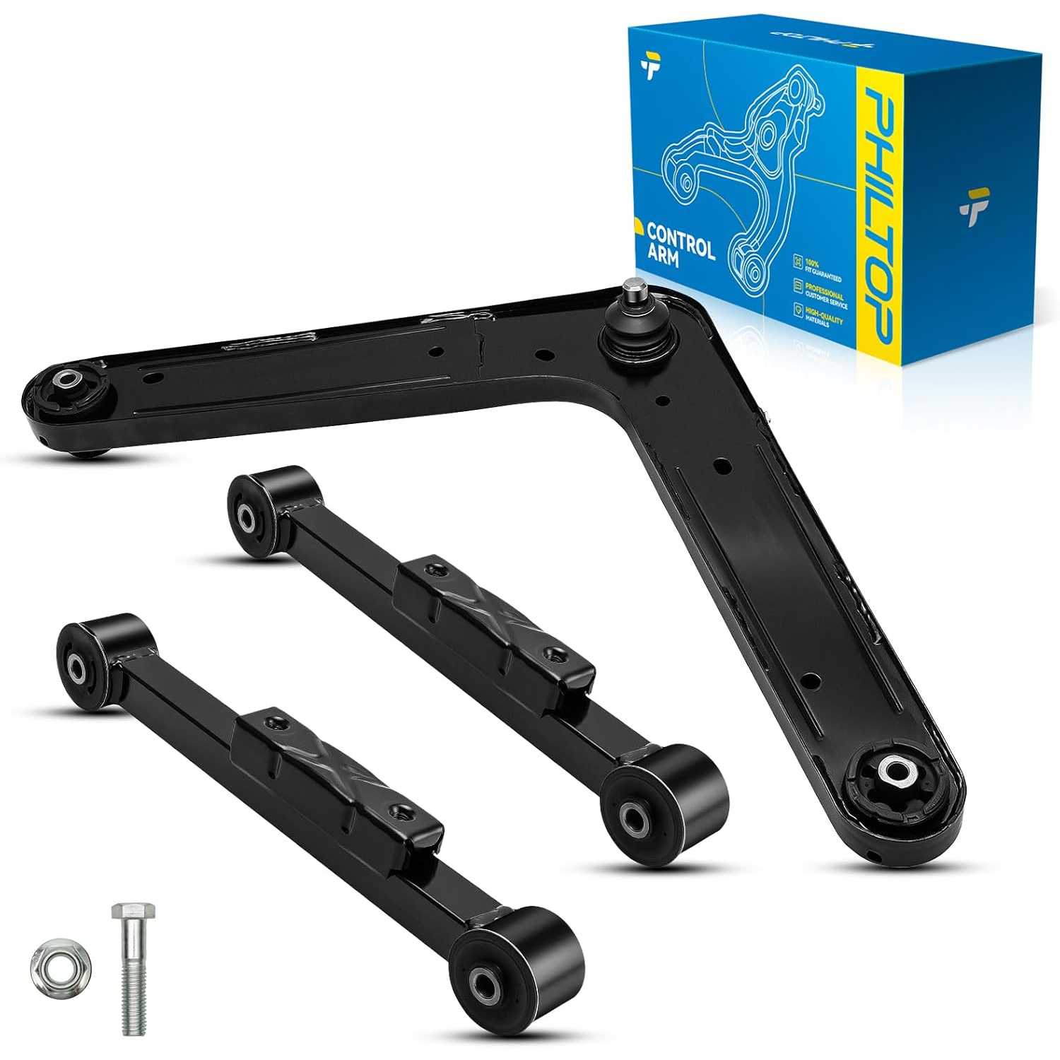 PHILTOP 3pcs Rear Suspension Kit K641180 x2 K621376 Rear Control Arm with Ball Joint Fit for Jeep Liberty 2002 2003 2004 2005 20