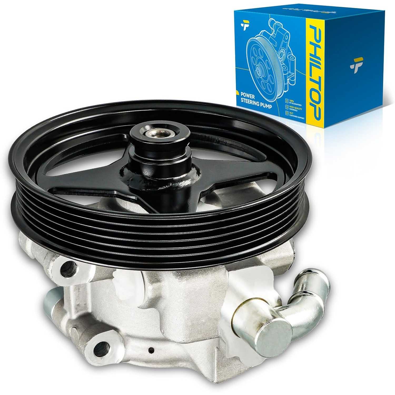 PHILTOP 20312P1 Power Steering Pump with Pulley, Fit for 2004-2008 F-150 4.2/4.6/5.4L, 2003-2006 Expedition; Navigator, 2006-200