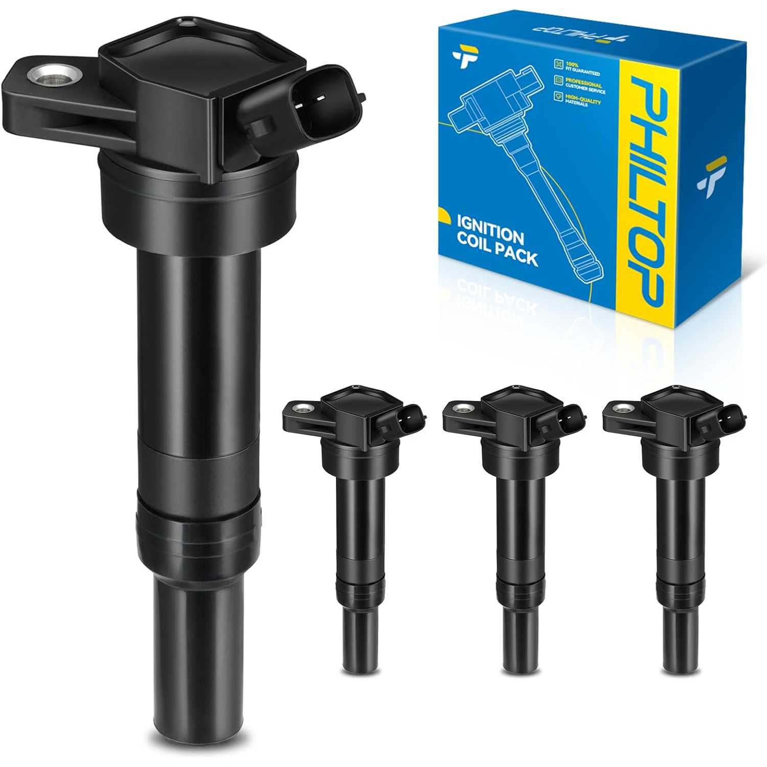 PHILTOP Ignition Coil Pack Compatible with Hyundai 2010-2015 Elantra, 2013-2020 Elantra GT, 2014-2020 Tucson, Kia 2012-2019 Soul