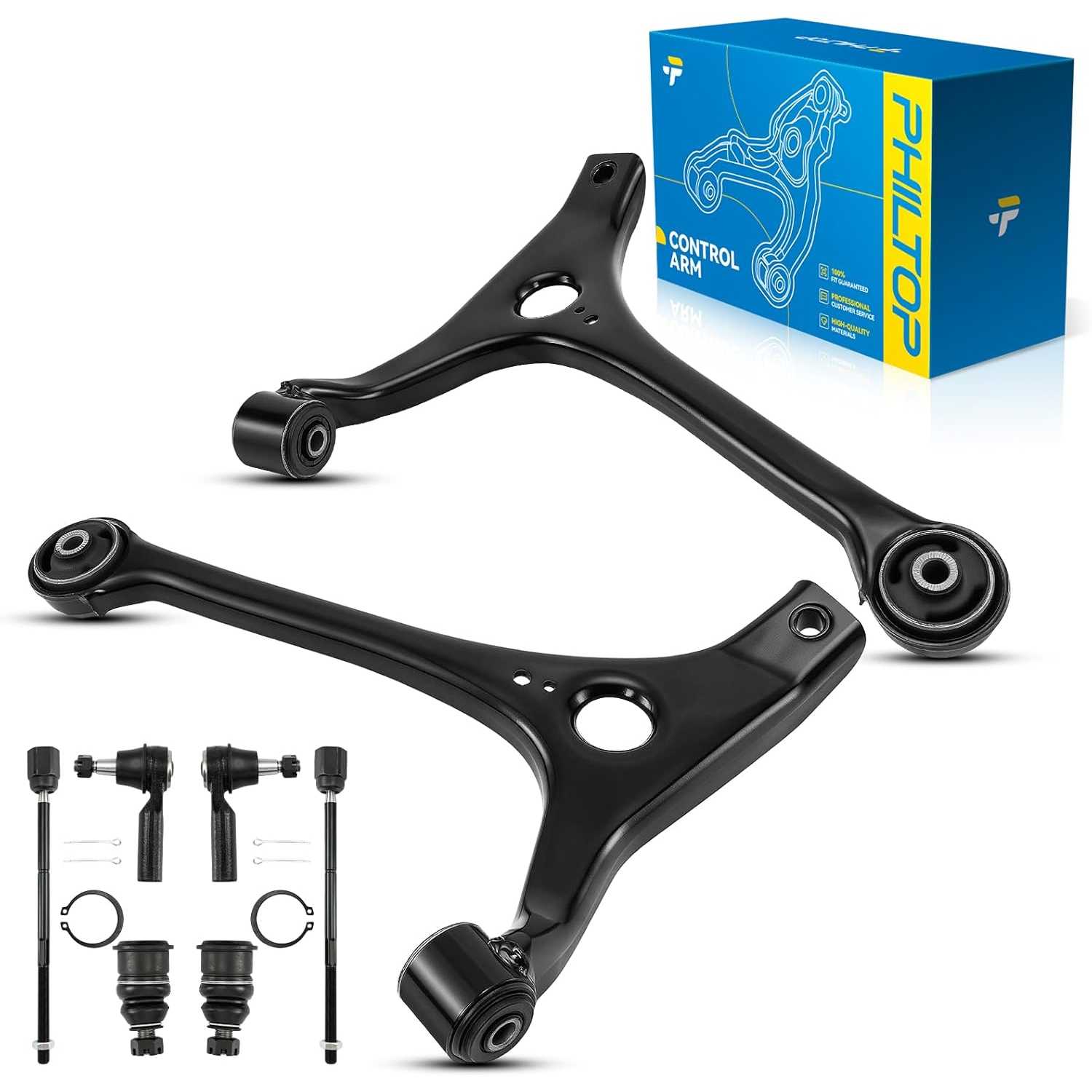 PHILTOP Front Lower Control Arms W/Ball Joint Tie Rod Sway Bar Link Fit for 1998-2007 Taurus, 1998-2005 Sable Suspension Kit, K8