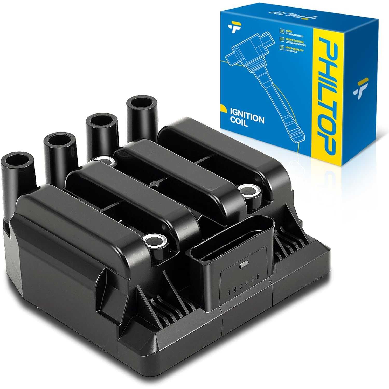 PHILTOP Ignition Coil Pack UF484 Compatible with Volkswagen VW 1998-2005 Beetle, 2001-2005 Jetta, 2001-2006 Golf 2.0L