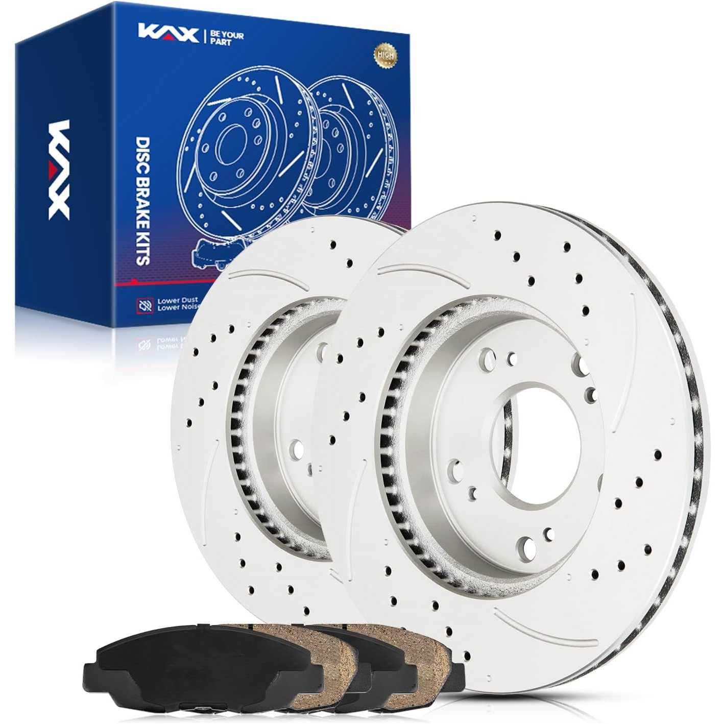 2015 Honda Civic Front Drilled and Slotted Ceramic Brake Pad & Rotor Kit 0