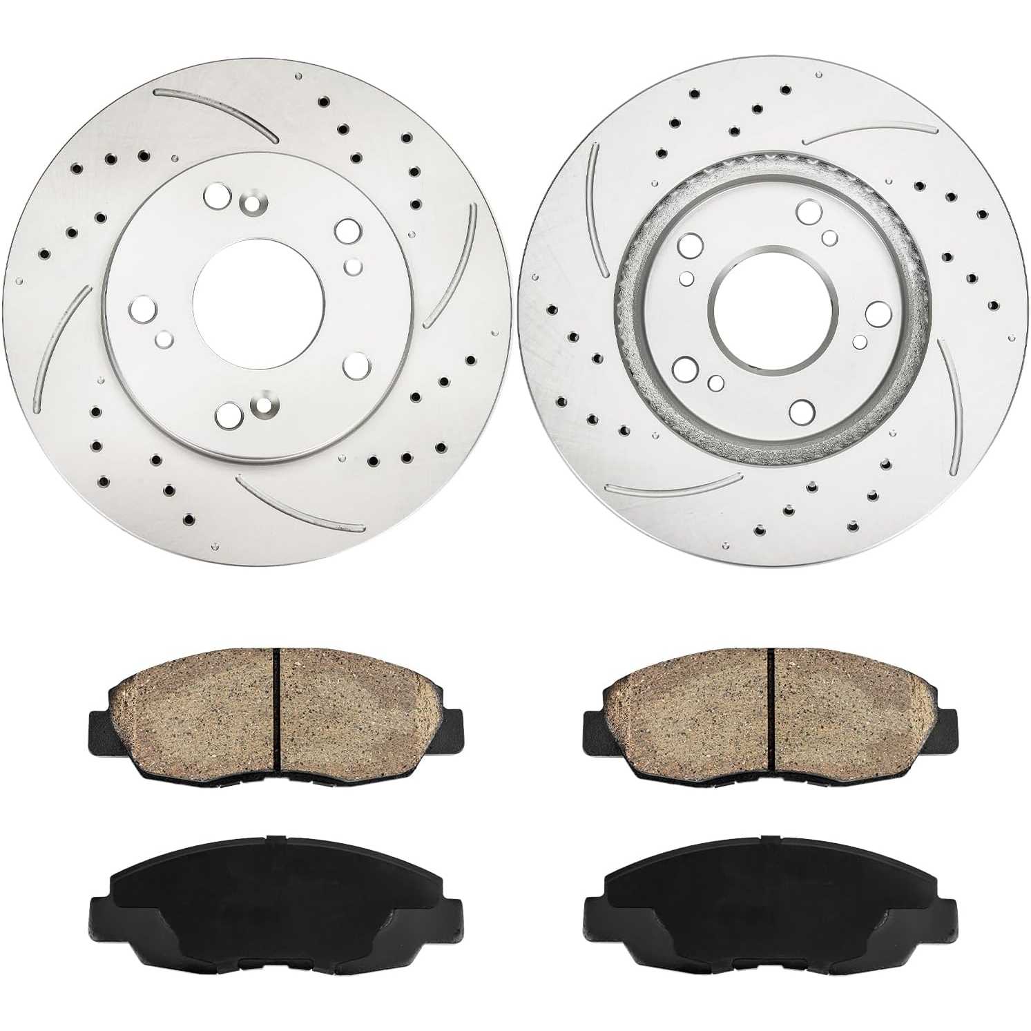 2015 Honda Civic Front Drilled and Slotted Ceramic Brake Pad & Rotor Kit 1